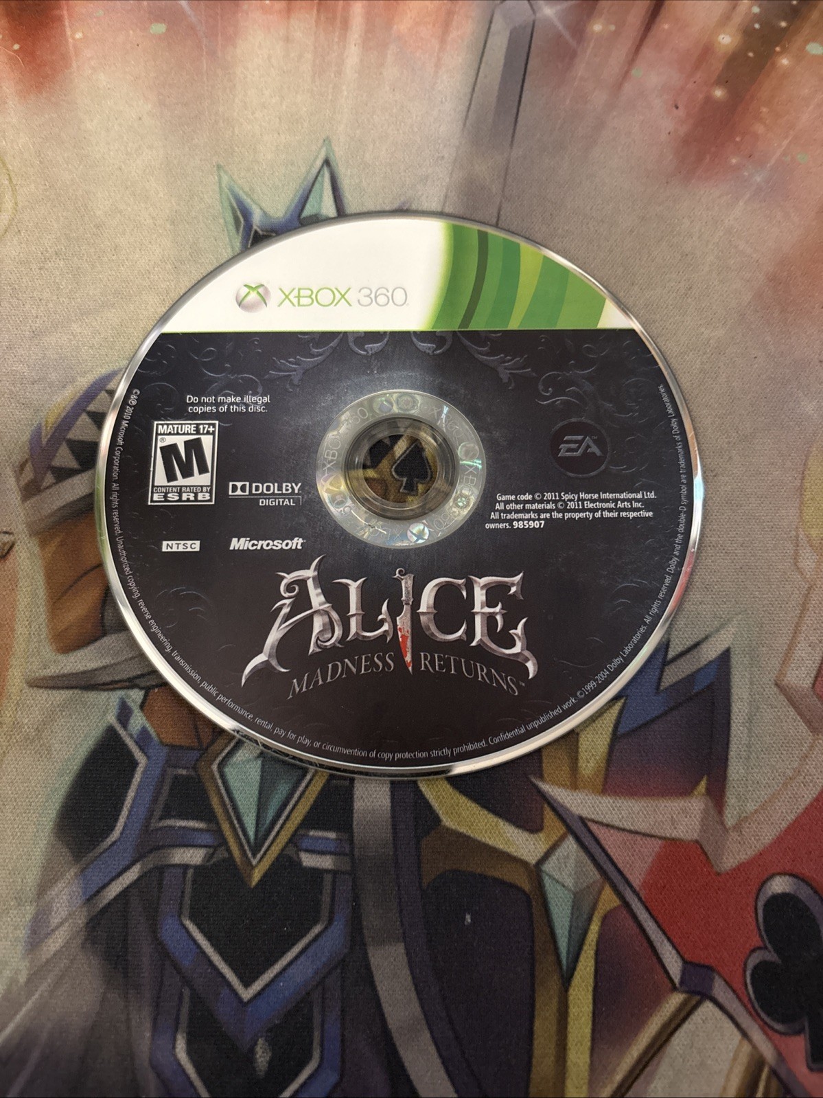 Alice: Madness Returns (Microsoft Xbox 360, 2011) Disc Only Tested