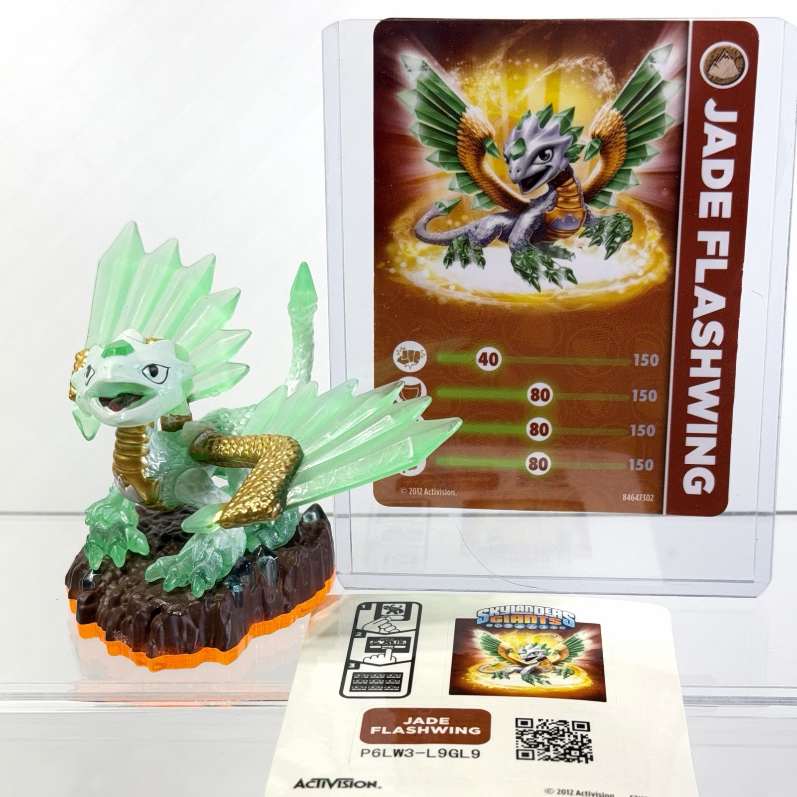 Skylanders Giants Jade Flashwing Figure Loose w/ Trading Card & Sticker