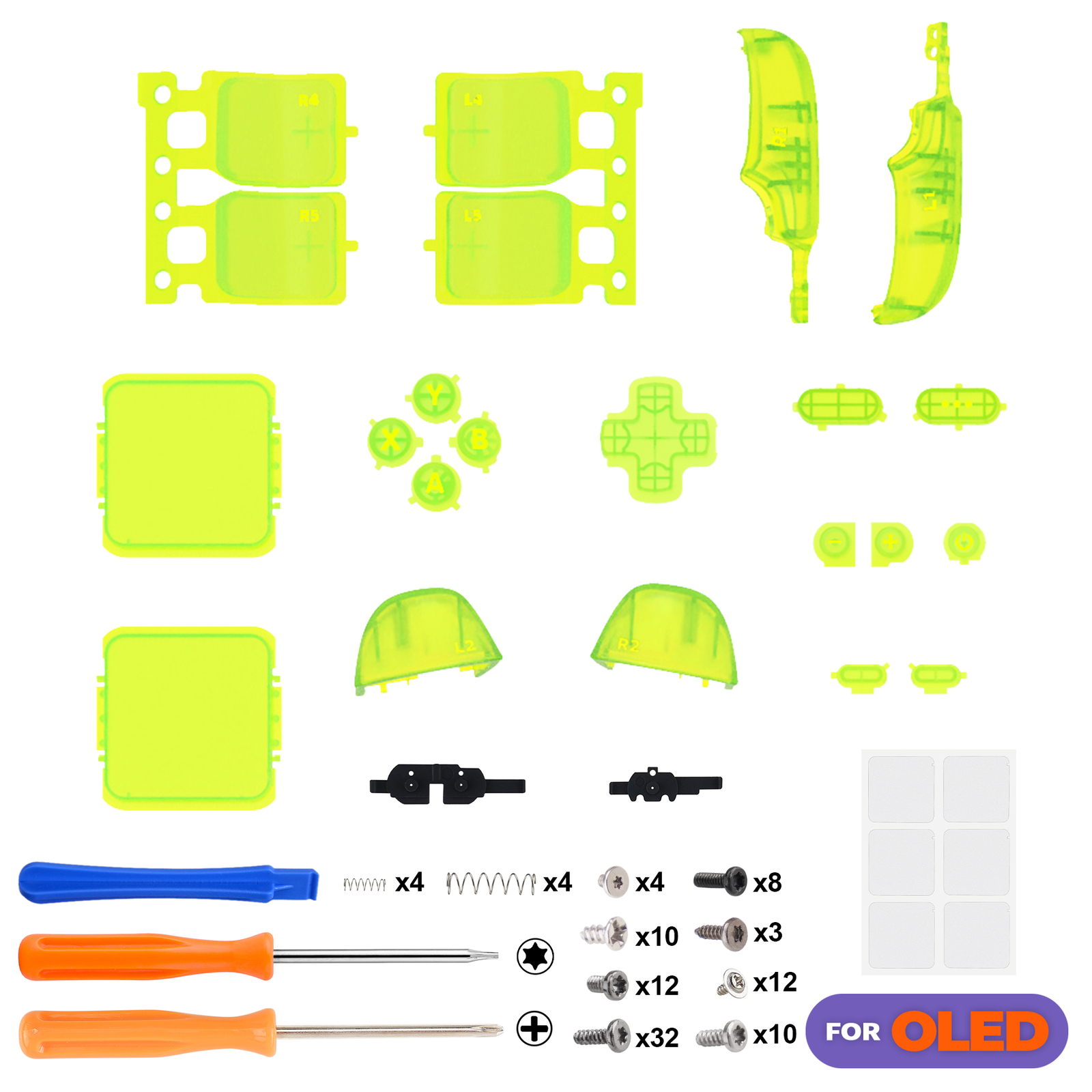 eXtremeRate DIY Clear Lime Green Full Button Set for Steam Deck OLED ABXY, D-Pad