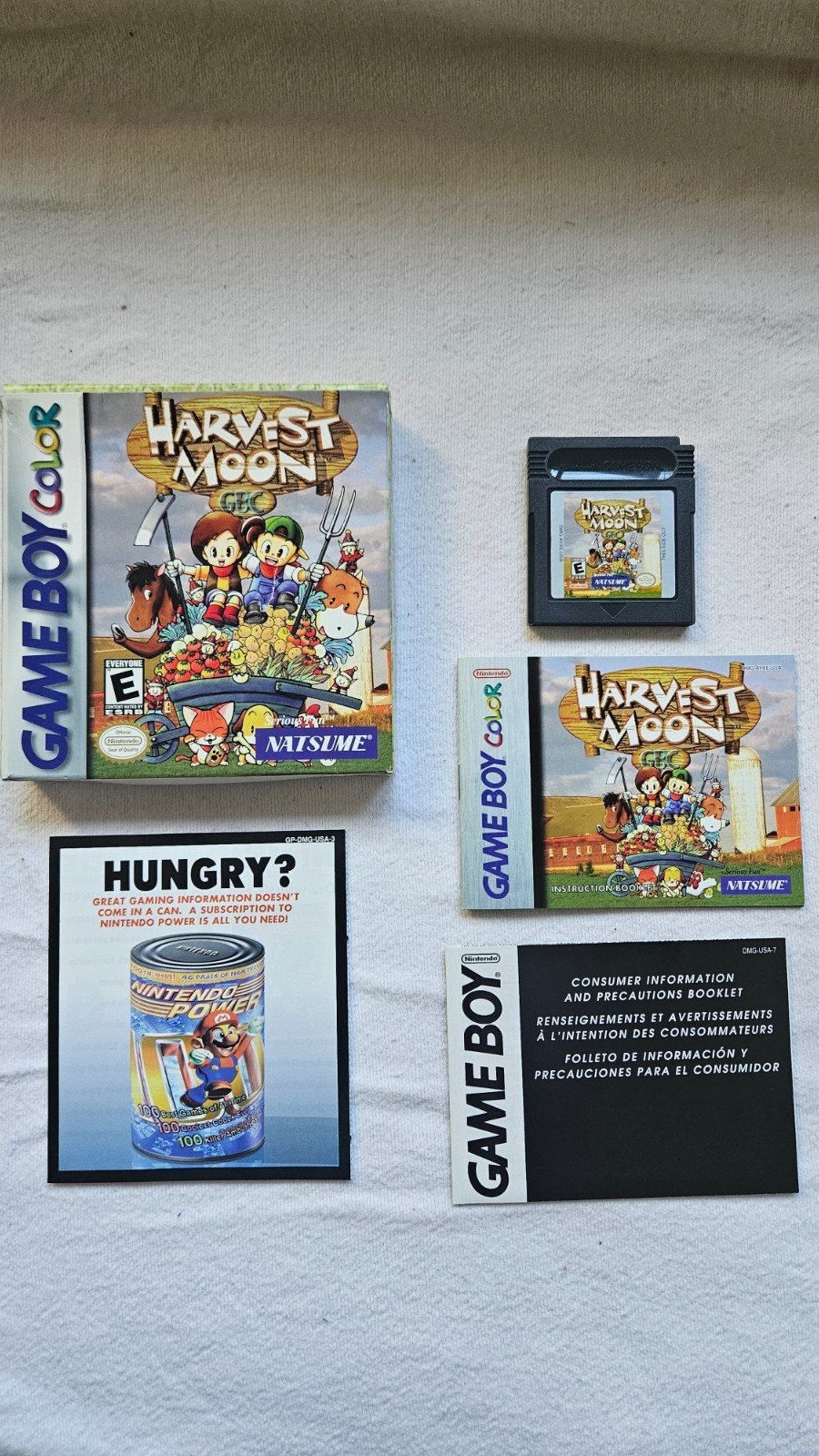 Harvest Moon GBC (Nintendo Game Boy Color, 1999) CiB, Tested and Working