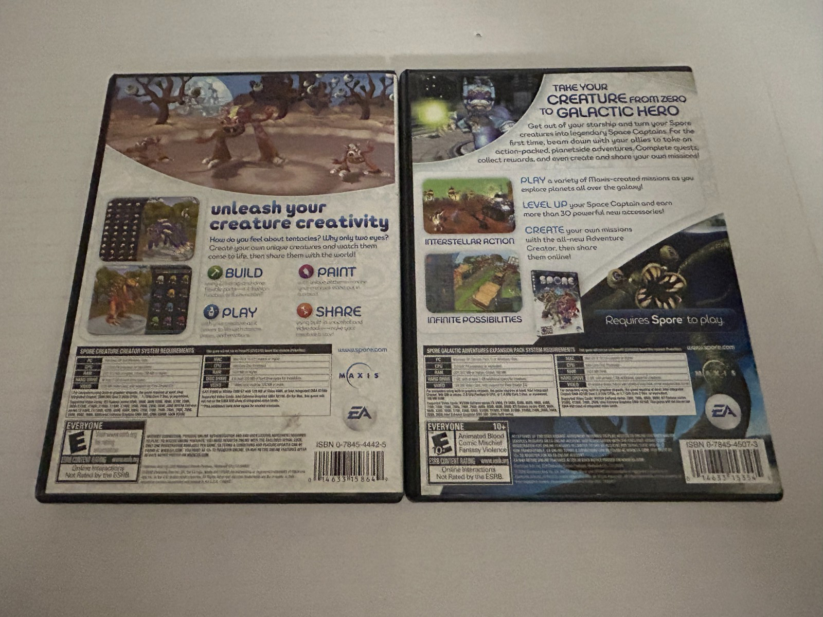 Spore Creature Creator & Galactic Adventures Expansions PC Game Lot CIB