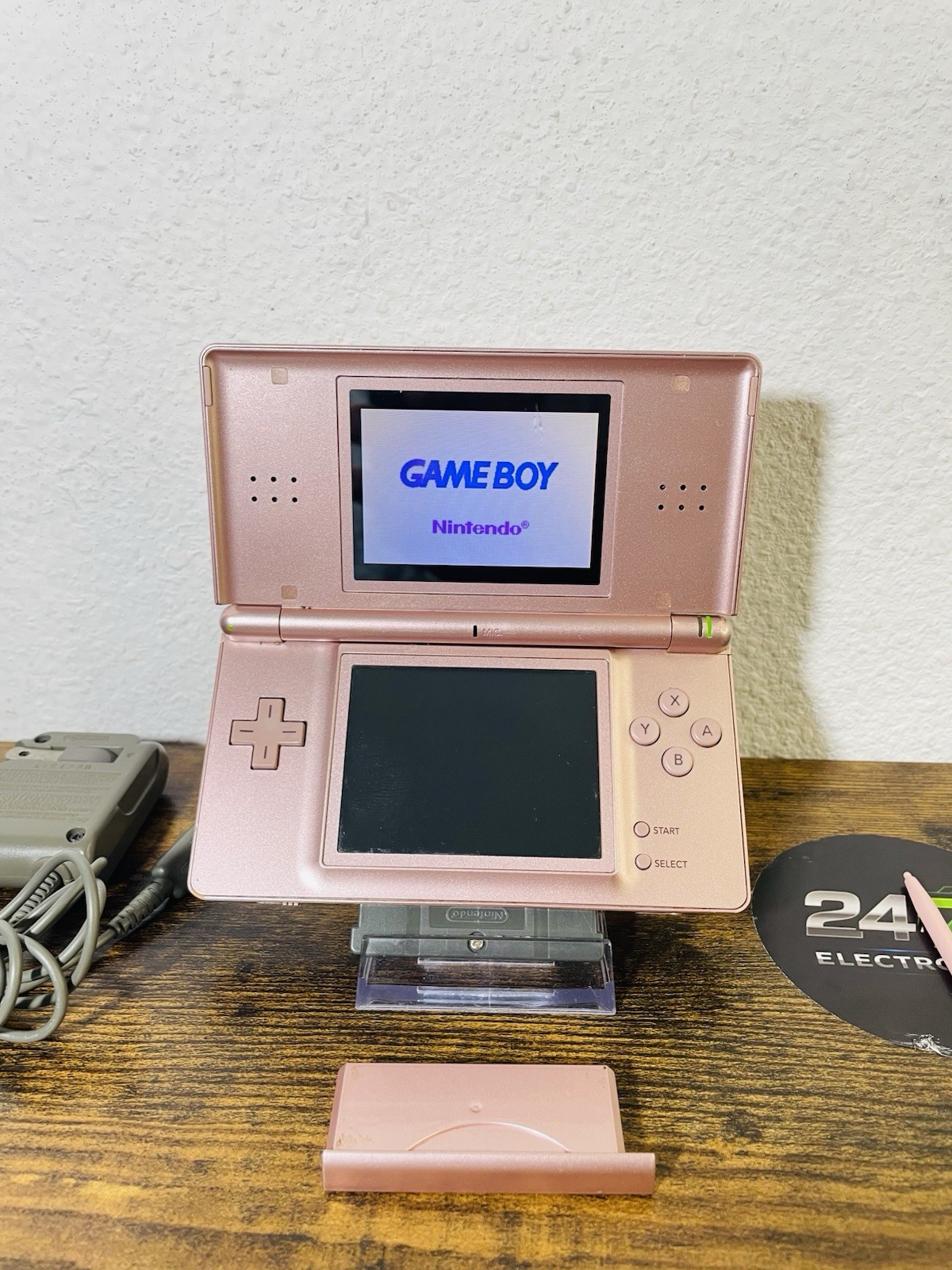 Nintendo DS Lite Pink Handheld Bundle Charger Stylus GBA Player – FOR PARTS READ