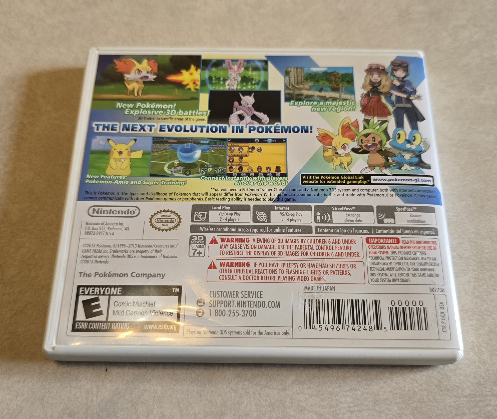 Pokemon x Version Complete In Box Nintendo 3DS 2013 Manual Inserts