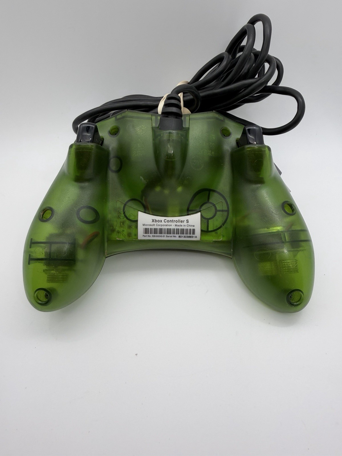 Original Xbox OEM S Type Clear Halo Green Controller With Breakaway Cable