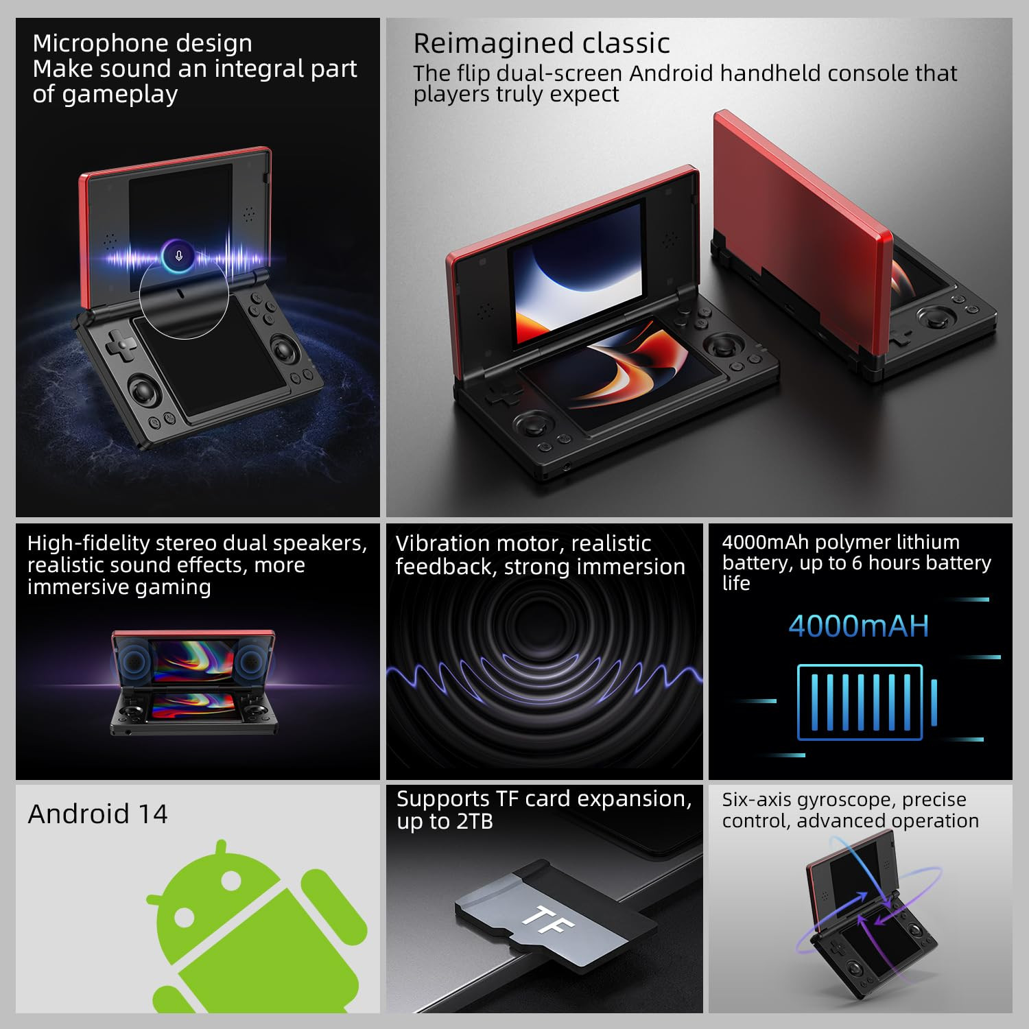 RG DS Foldable Handheld Game Console RK3568 Anbernic RG DS Android 14 System Two