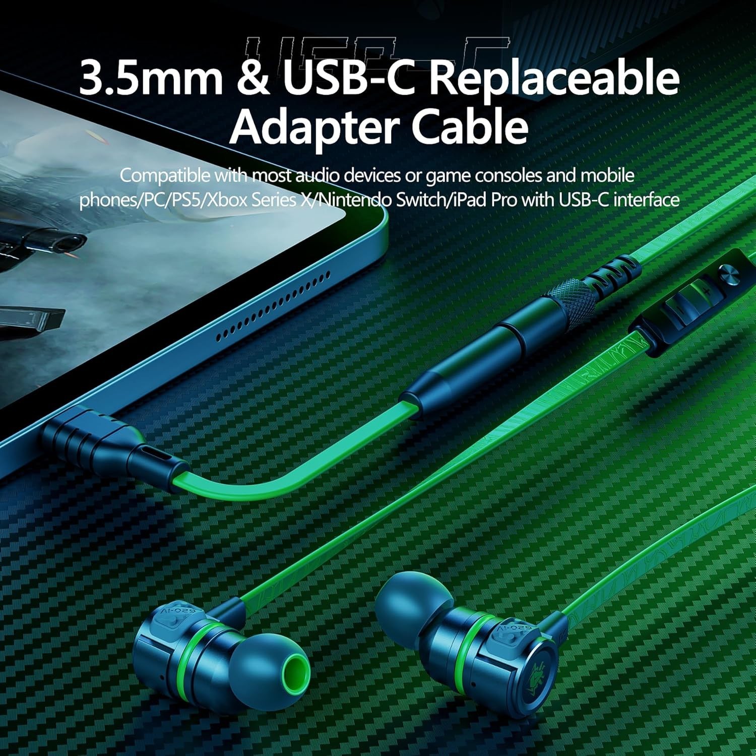 G20 Gaming Earbuds Wired – USB-C & 3.5mm, Noise Isolating In-Ear Headphones