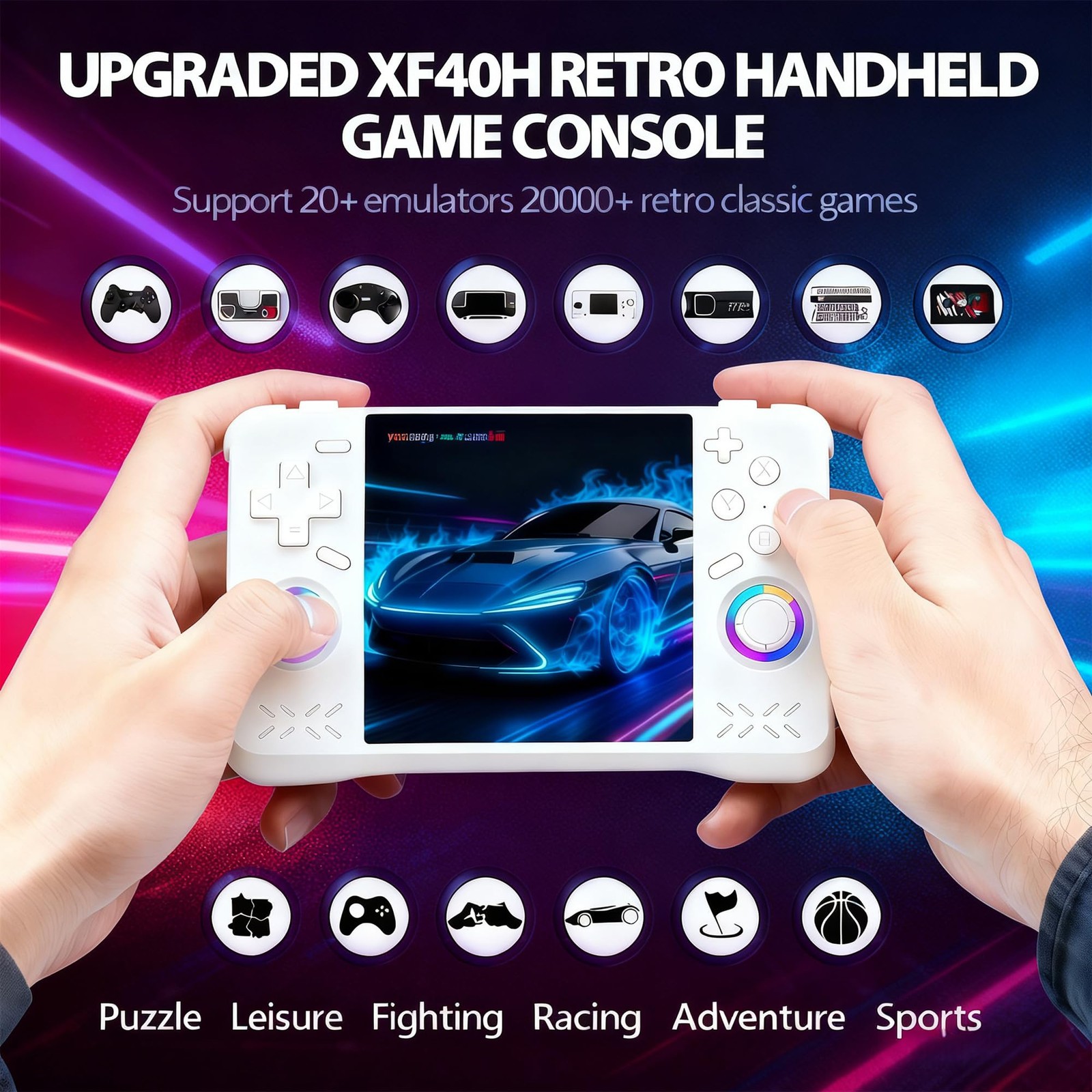 XF40H Retro Handheld Game Console with Gift Card & Bag, 4 Inch 4K IPS 128GB 2…