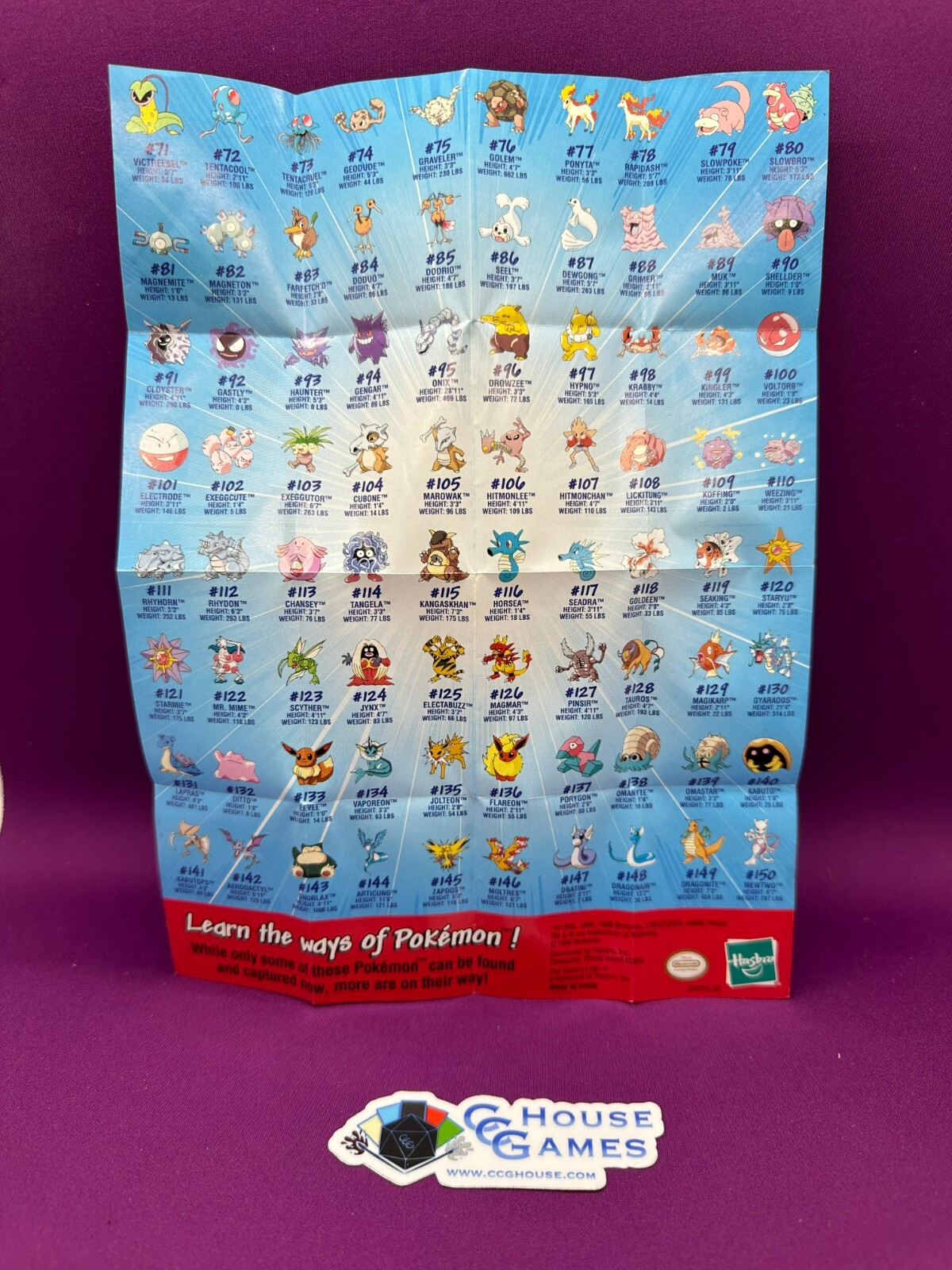 Vintage PKM Master the Entire World of PokemonFold-OutPokedex 1999*CCGHouse*BJ