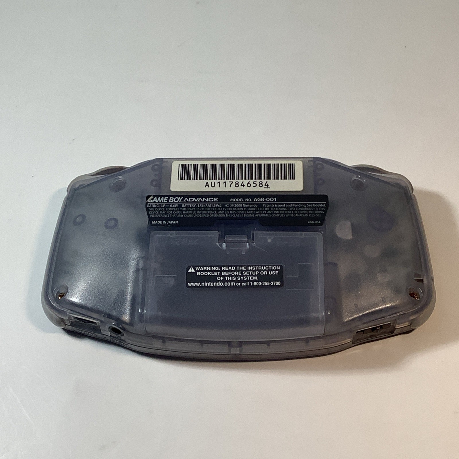 Nintendo Game Boy Advance GBA Glacier Handheld System Console AGB-001 – Tested