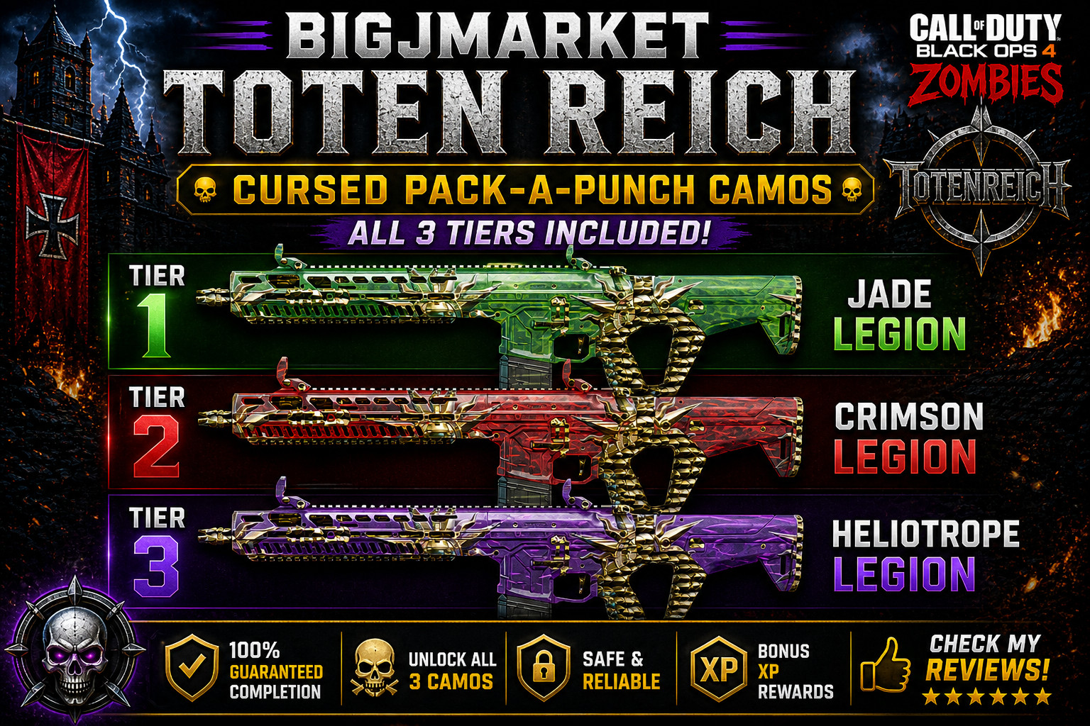 Toten Reich Tier 1-3 Cursed Pack a Punch Camos FAST Black Ops 7 BO7 Zombies EASY