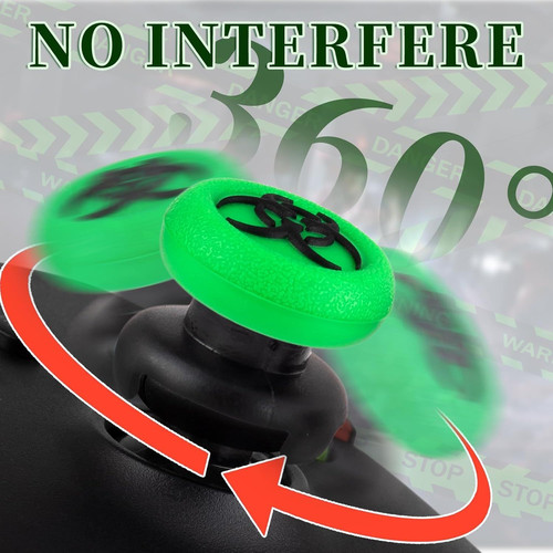 FPS Thumbstick Extender & 3D Texture Rubber Silicone Grip Cover 2 bio green