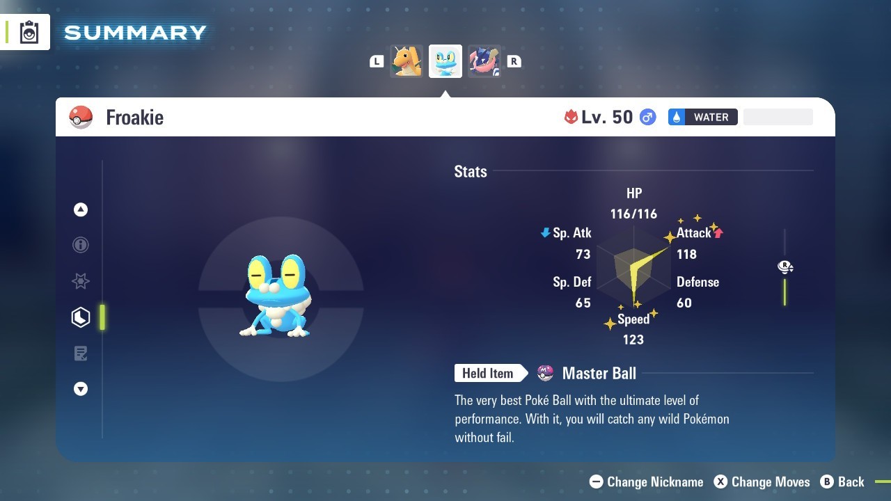 Pokemon Legends ZA 💥 6IV Normal Alpha Froakie💥Fast 🚀Masterball Held