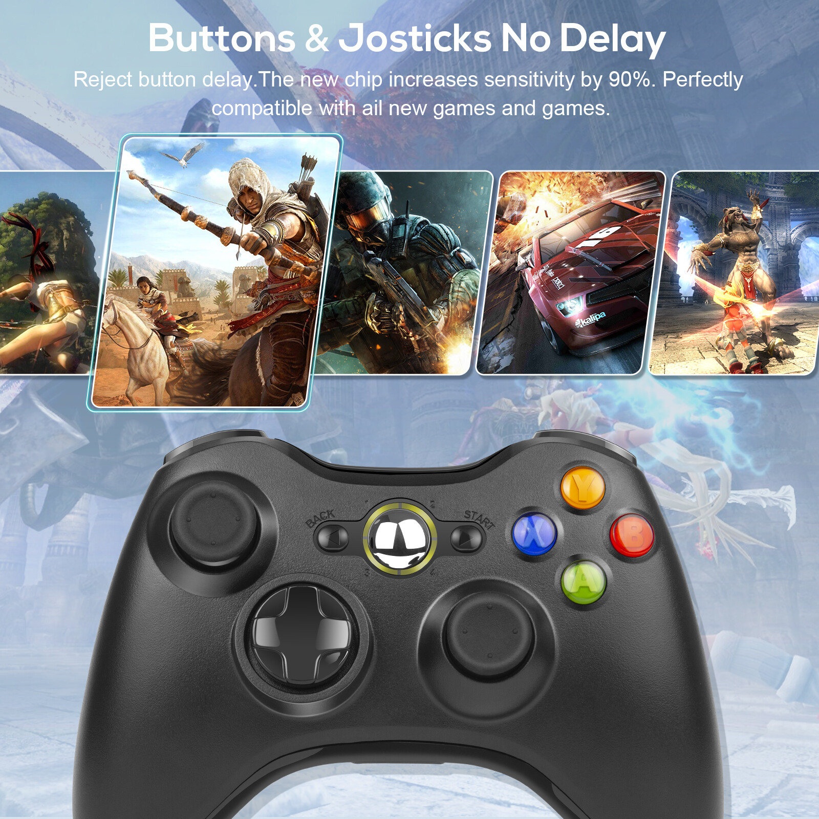 Wireless Controller USB For PC for Xbox 360 Console / Windows 7 8 10 11 Gamepad