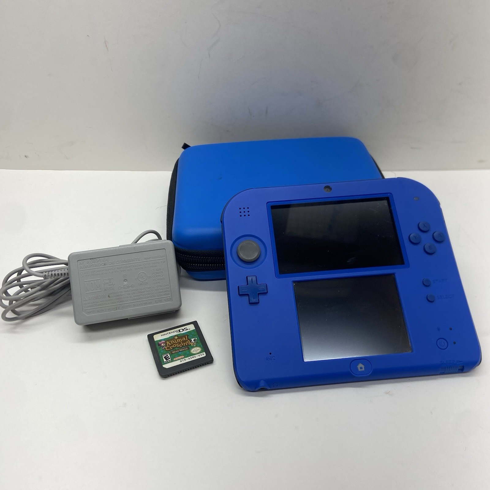 Nintendo 2DS Blue Handheld System Console W Case & Animal Crossing NL & WW