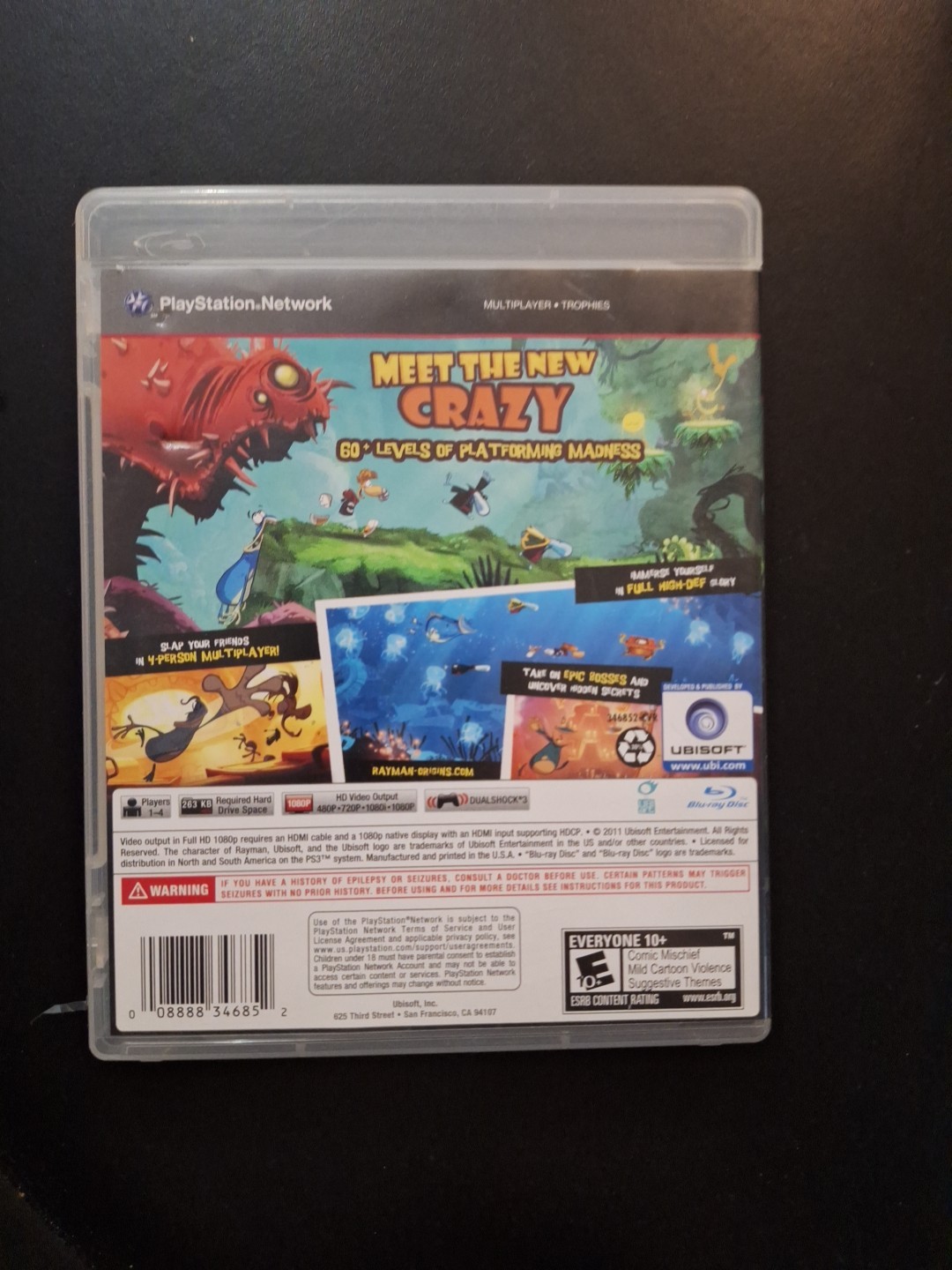 Rayman Origins (Sony PlayStation 3, PS3, 2011) Complete With Manual