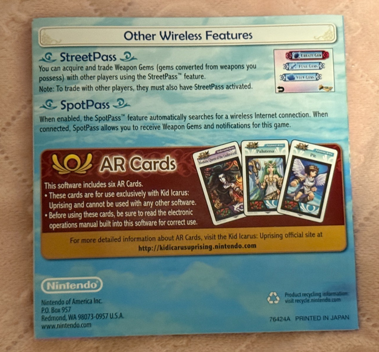 Kid Icarus Uprising (nintendo 3DS, 2012)