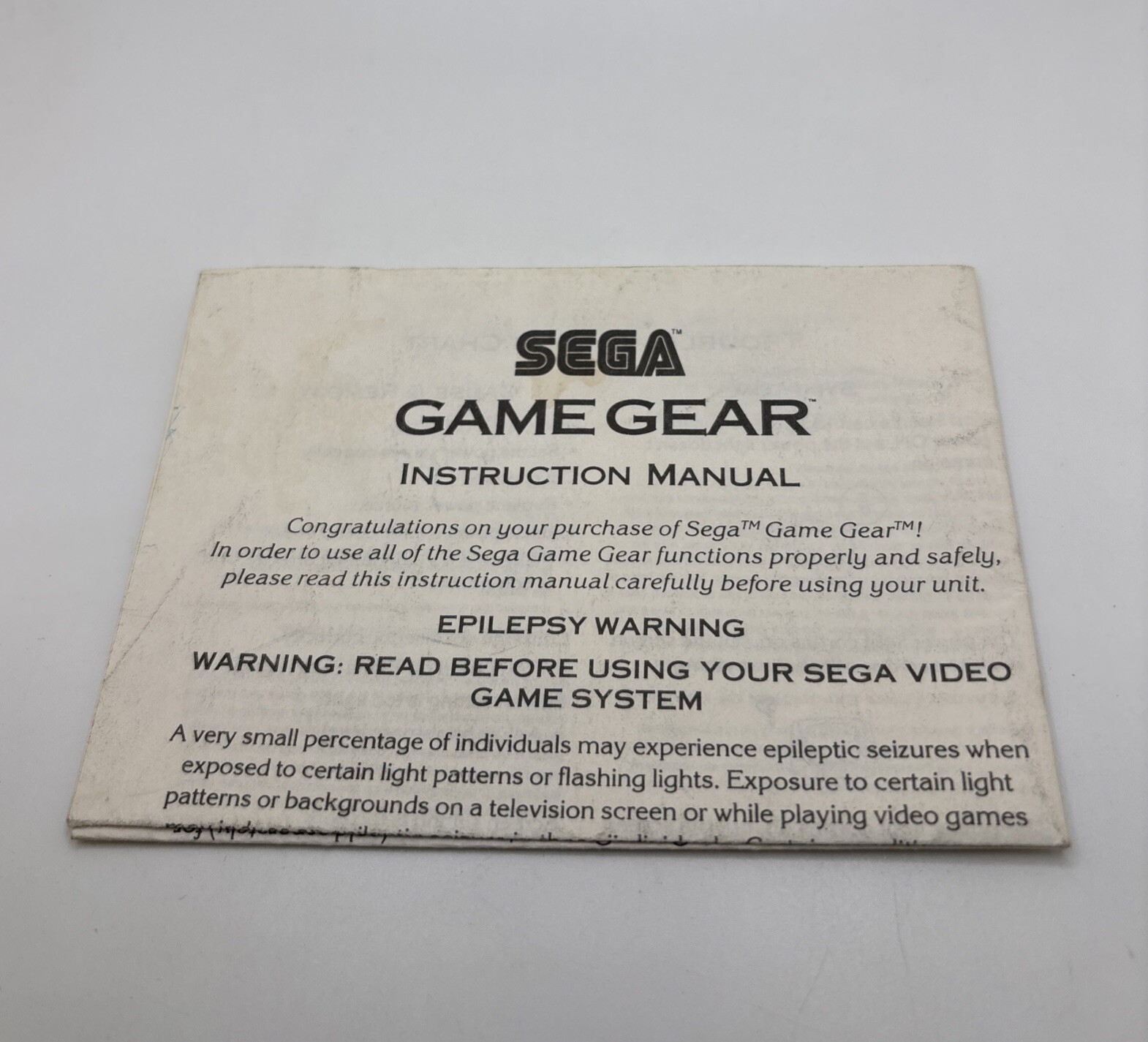 Sega Game Gear Instruction Manual Fold-Out Booklet Insert ONLY