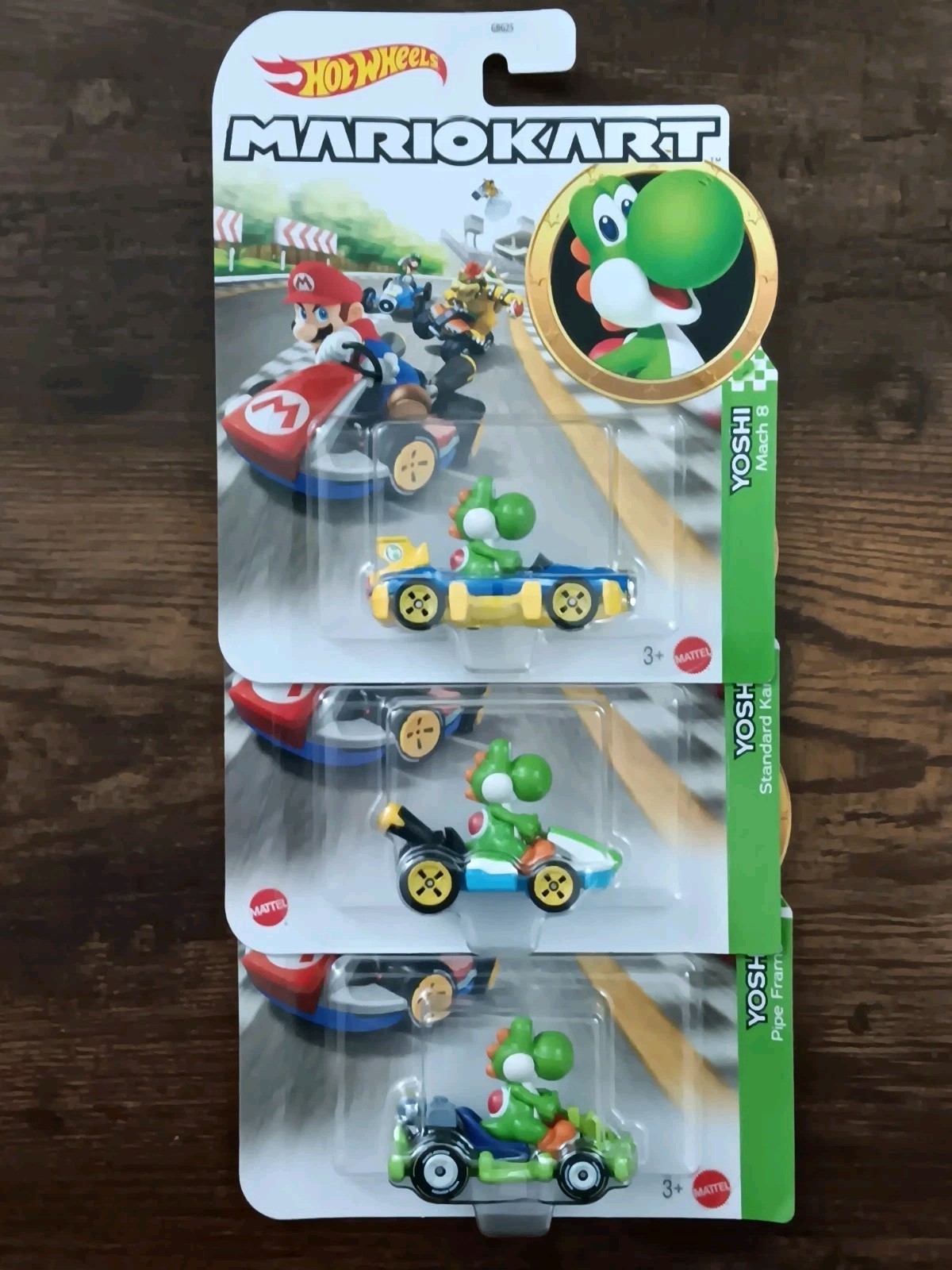 *FREE SHIP* YOSHI TRIO Pipe Frame Mach-8 Standard Super Mario Kart Hot Wheels