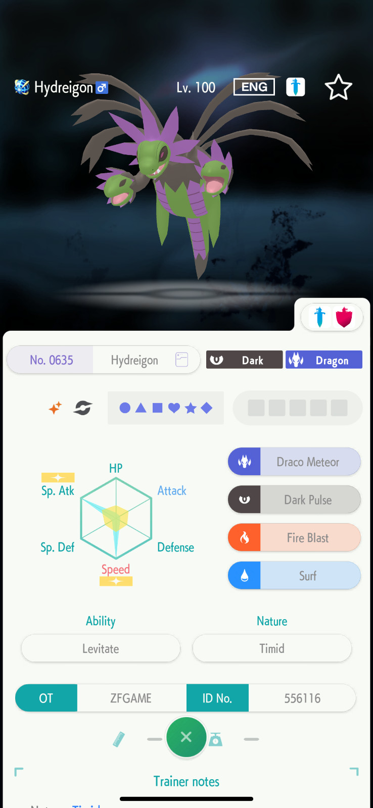 ✨6IV SHINY Hydreigon + EVS🚀 POKEMON HOME✨Champions✨Online delivery⚡