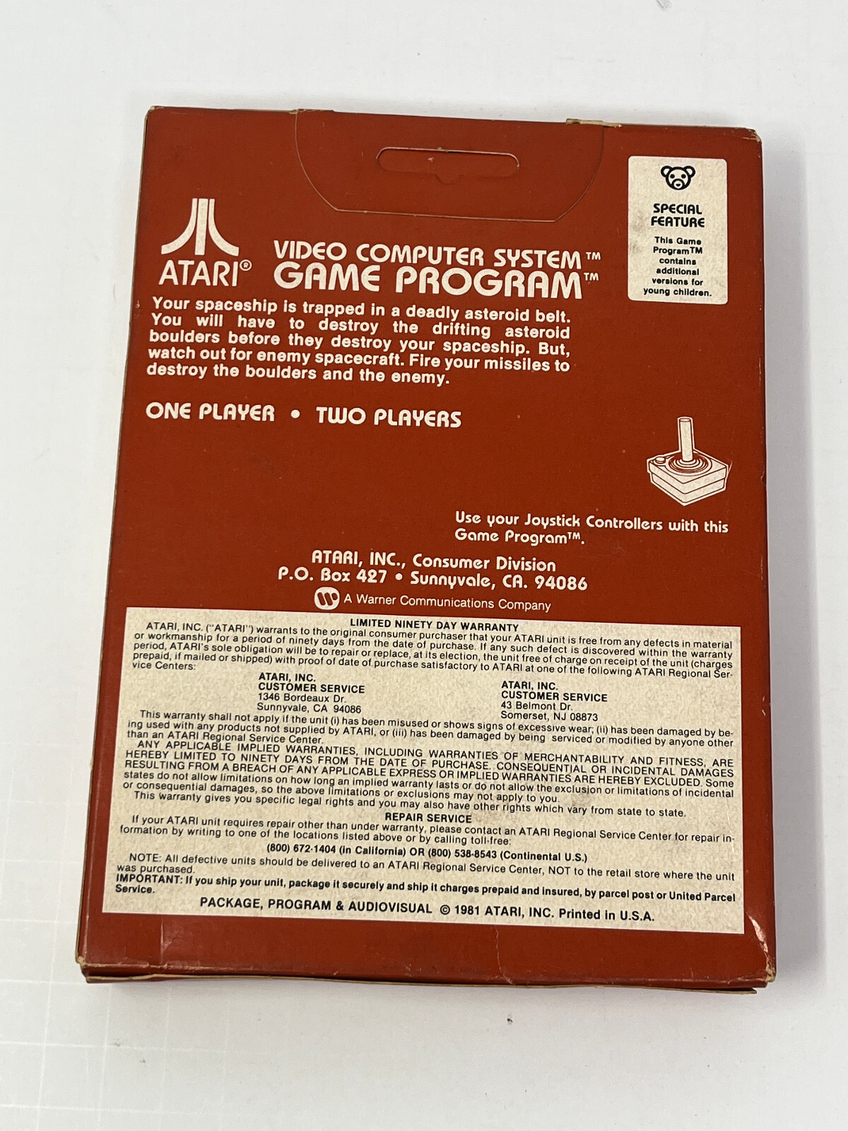 1981 ORIGINAL ATARI ASTEROIDS CX2649 GAME – GLUE SEALED ! – DAMAGED BOX!