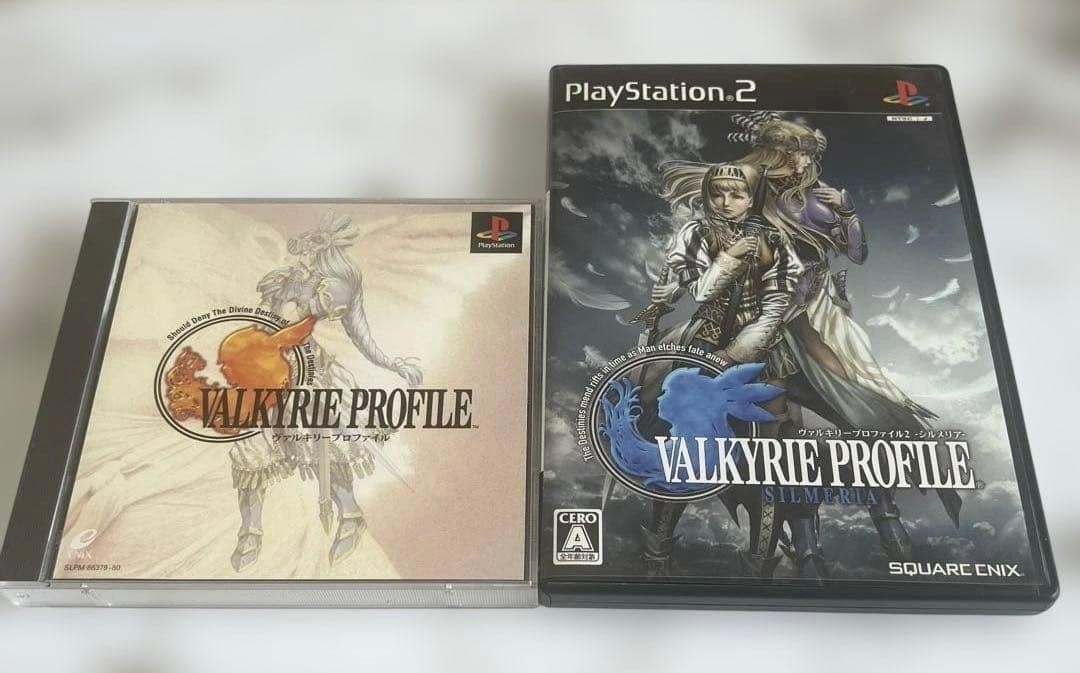 Lot 2 Valkyrie Profile 1 & 2 Silmeria set PS1 PS2 Playstation 2 Japan ver Tested