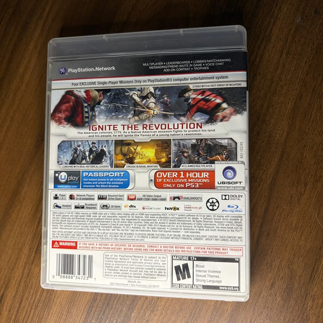 PS3 Assassin’s Creed III Game in Box w Exclusive Content Ubisoft Rated M