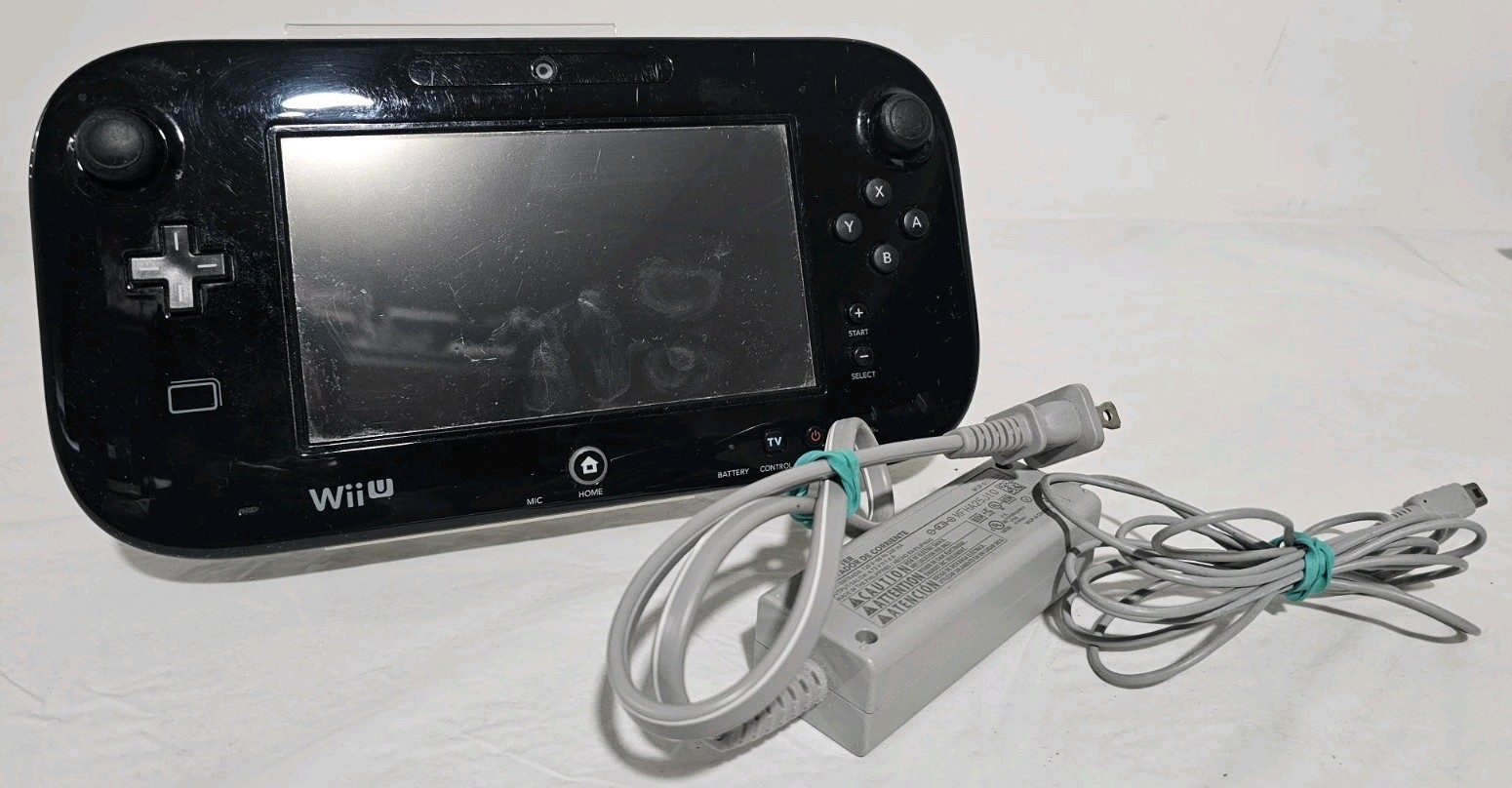 Genuine Black Wii U Gamepad WORKS With Power Cord Tested Wup-010