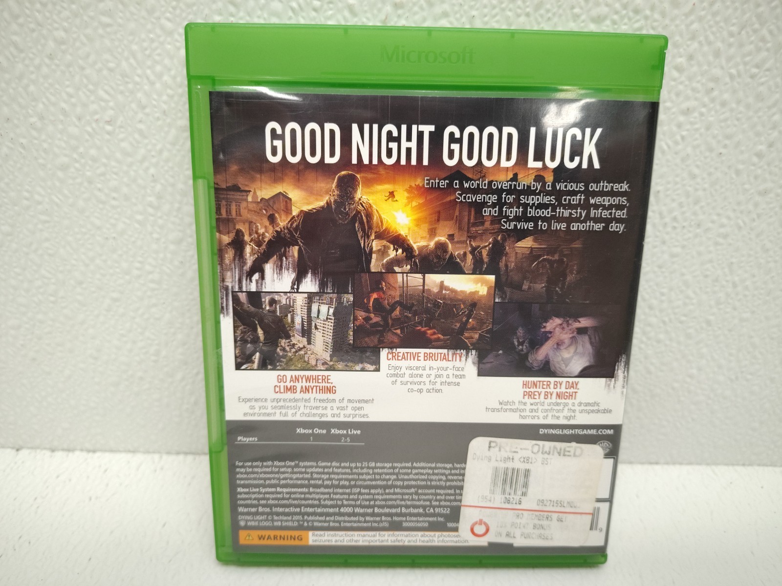 Warner Bros Dying Light Microsoft Xbox One Survival Horror Game M Rated TESTED