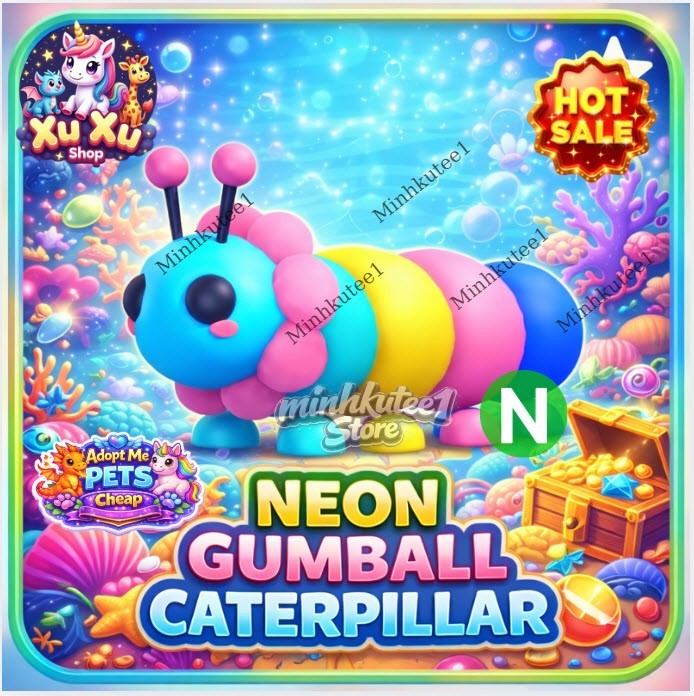 🐛 Neeon Gumball Caterpillar(N) Adopt M3e Cheap Pet| Fast Delivery-Trusted Store