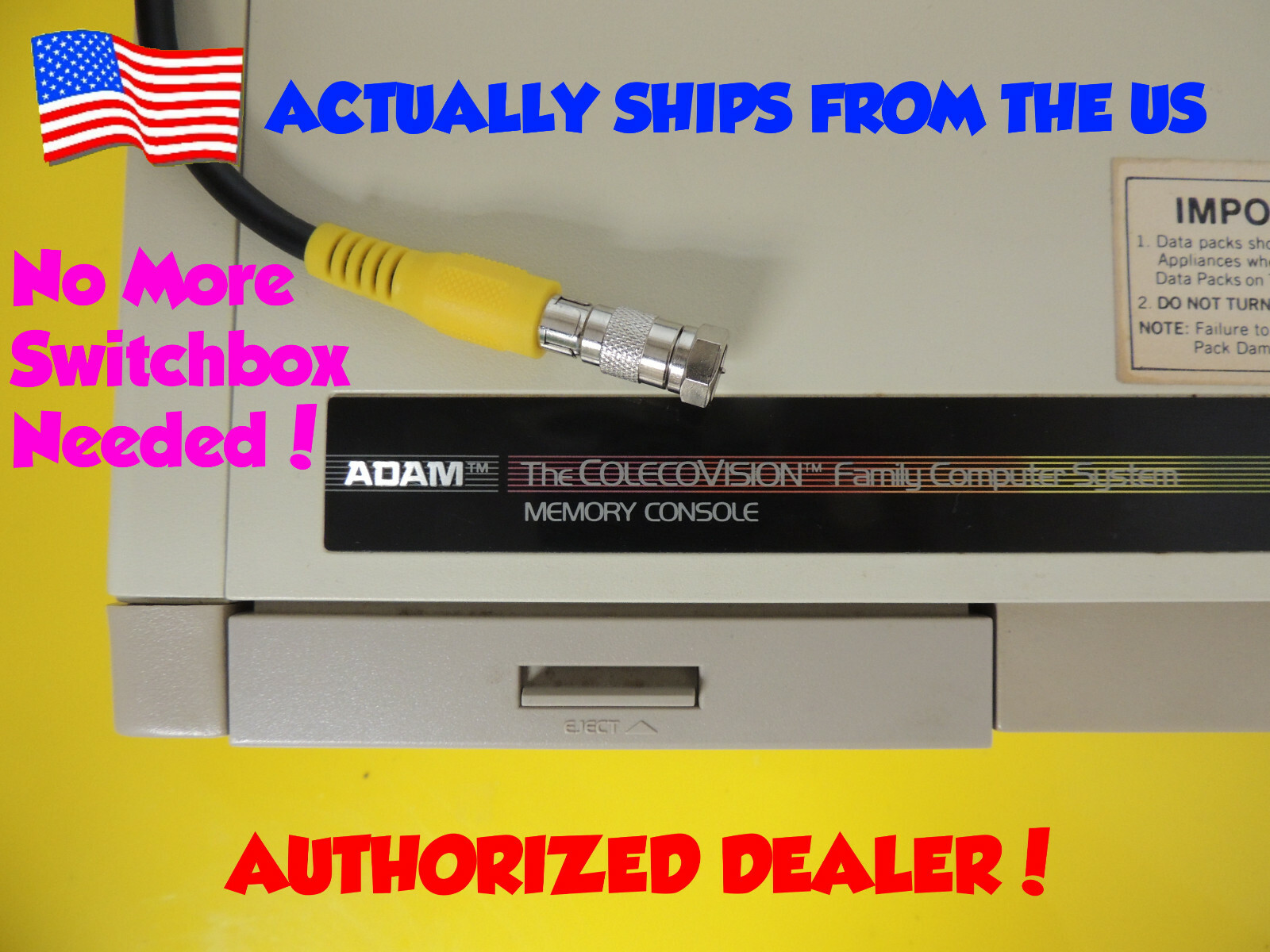 RCA Video Cable and or RF TV Connector Adapter for Coleco Adam Computer