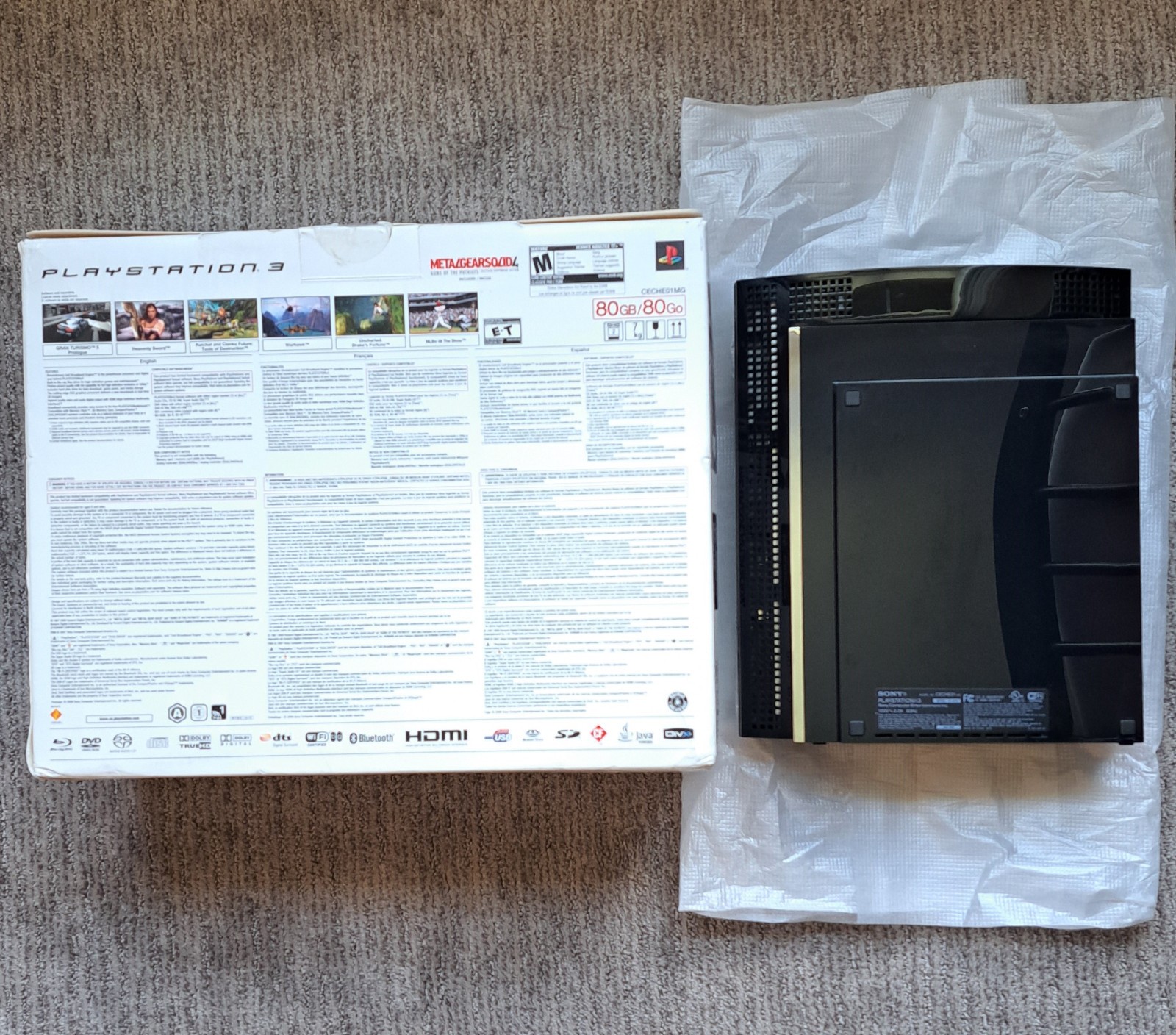 ✅ Sony PlayStation 3 80GB Console PS3 Bundle CECHE01 Backwards Compatible w/ Box