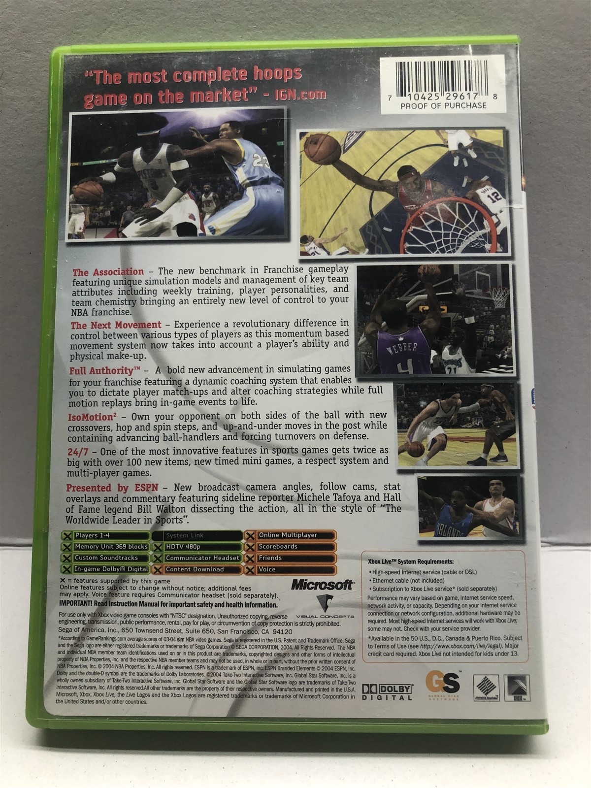 ESPN NBA 2K5 – Microsoft Xbox Game – Complete w/ Manual – Tested Working