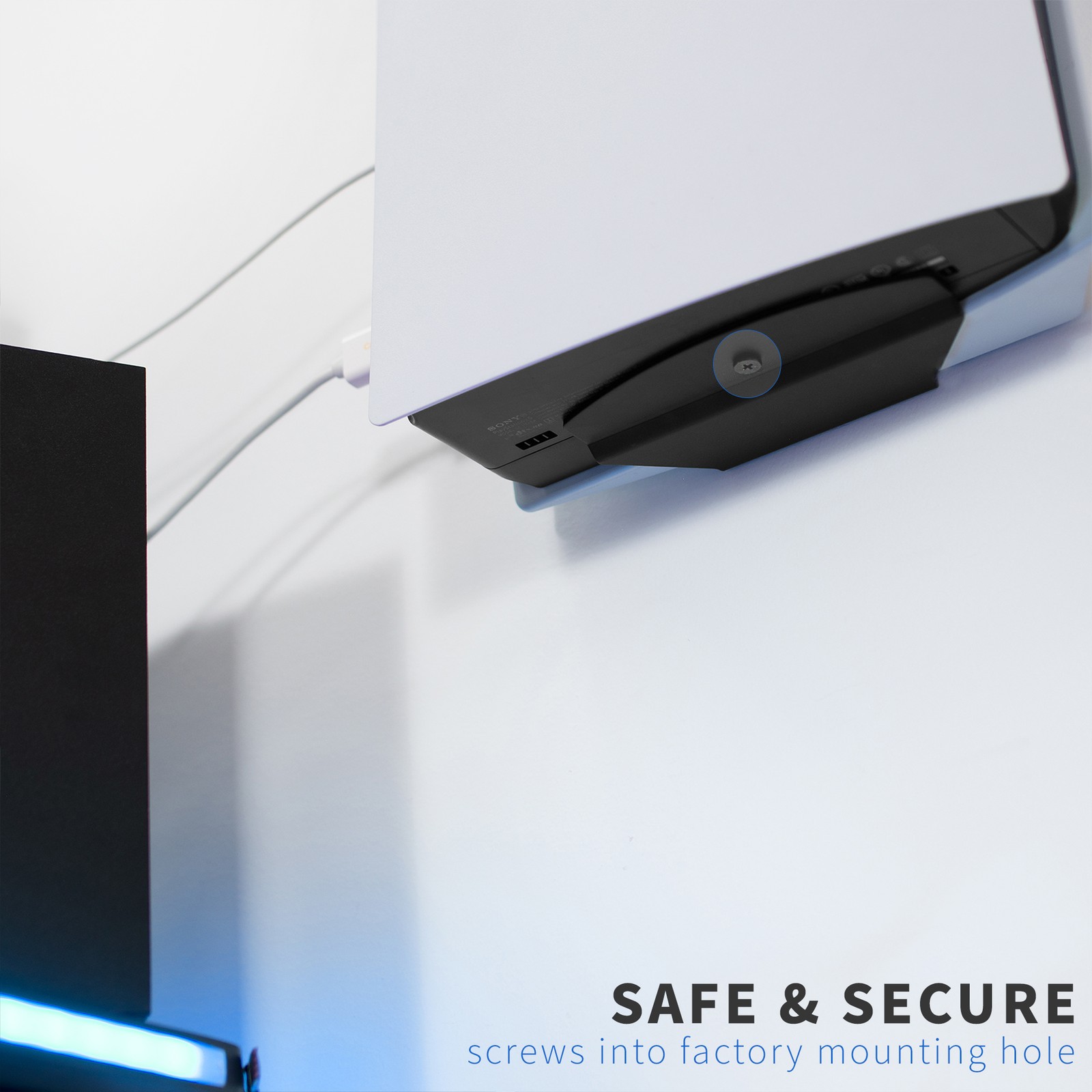 VIVO Black Steel Wall Mount Designed for PS5 Console, 2 Controller Mounts