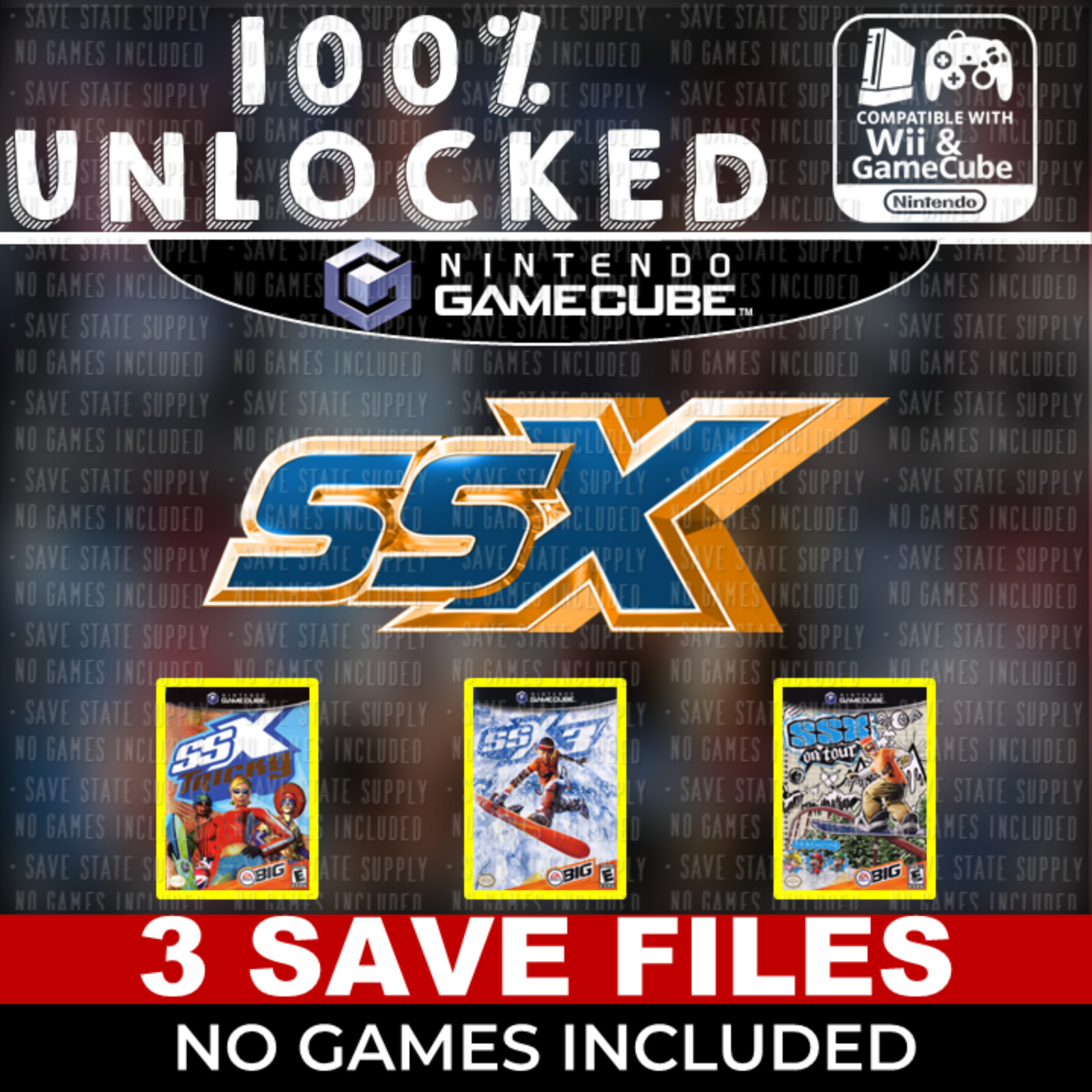 SSX Tricky 3 On Tour Gamecube Memory Card All borders all items all levels 100%