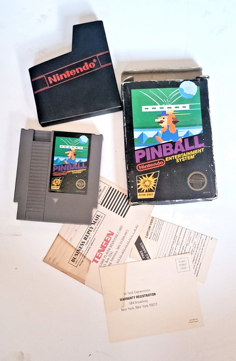 Vintage NES 1985 Pinball Round Seal Three Screw Cartridge Nintendo Box Fair Cond