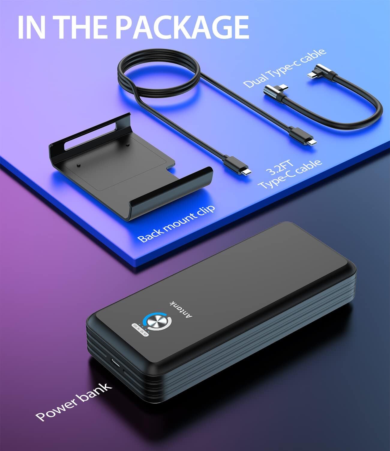 Antank 20000mAh Magnetic Portable Battery Power Bank For Steam Deck 45W PD Fast