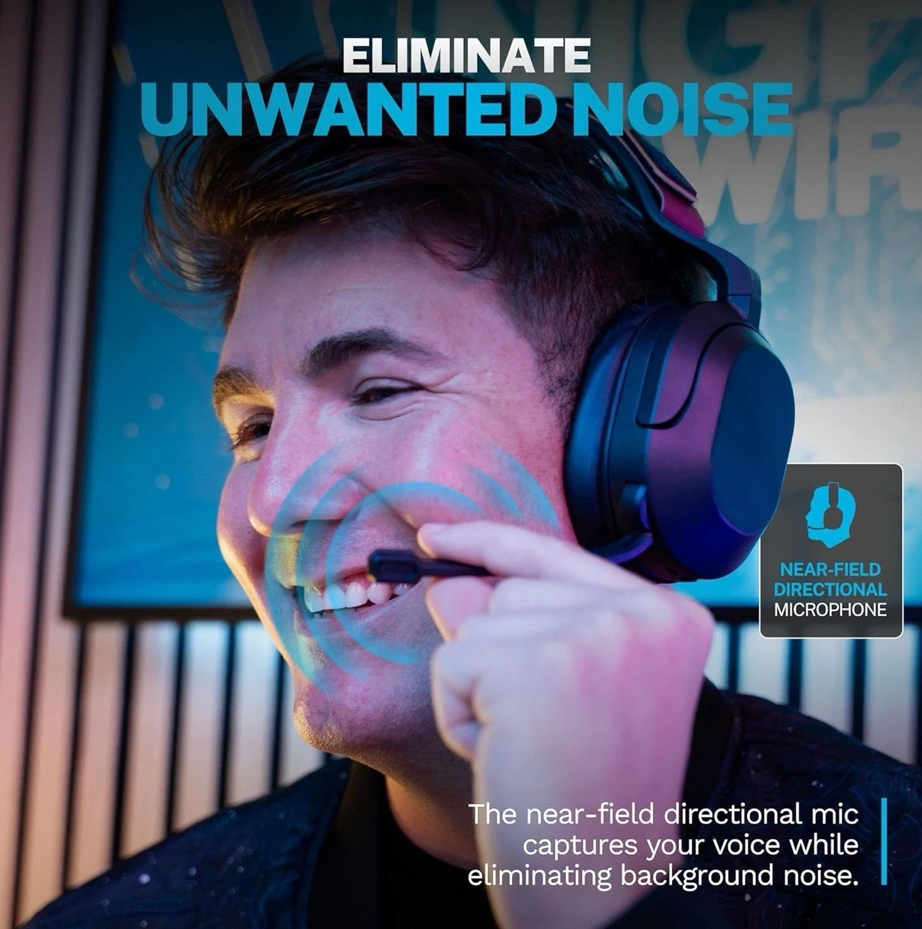 JLab Nightfall Wireless Gaming Headset All-Night Comfort Flip Mute Rotating Mic