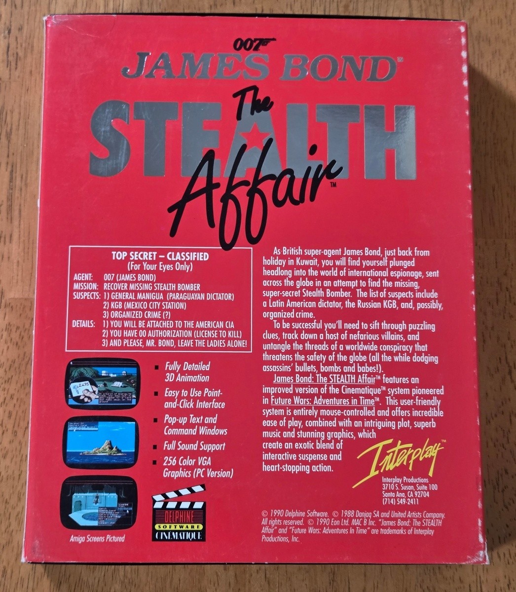 James Bond Stealth Affair Interplay Commodore Amiga Big Box Game Complete CIB