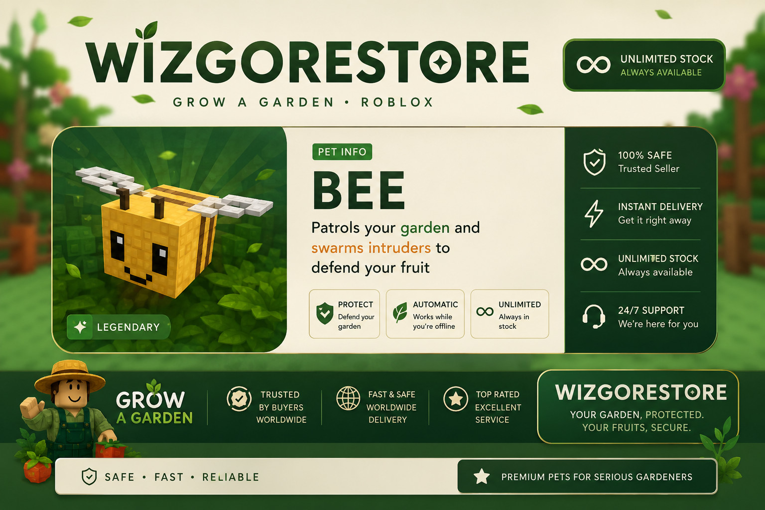 🐝 NEW Legendary Bee Pet | Grow A Garden 2 Roblox | Safe & Fast Delivery