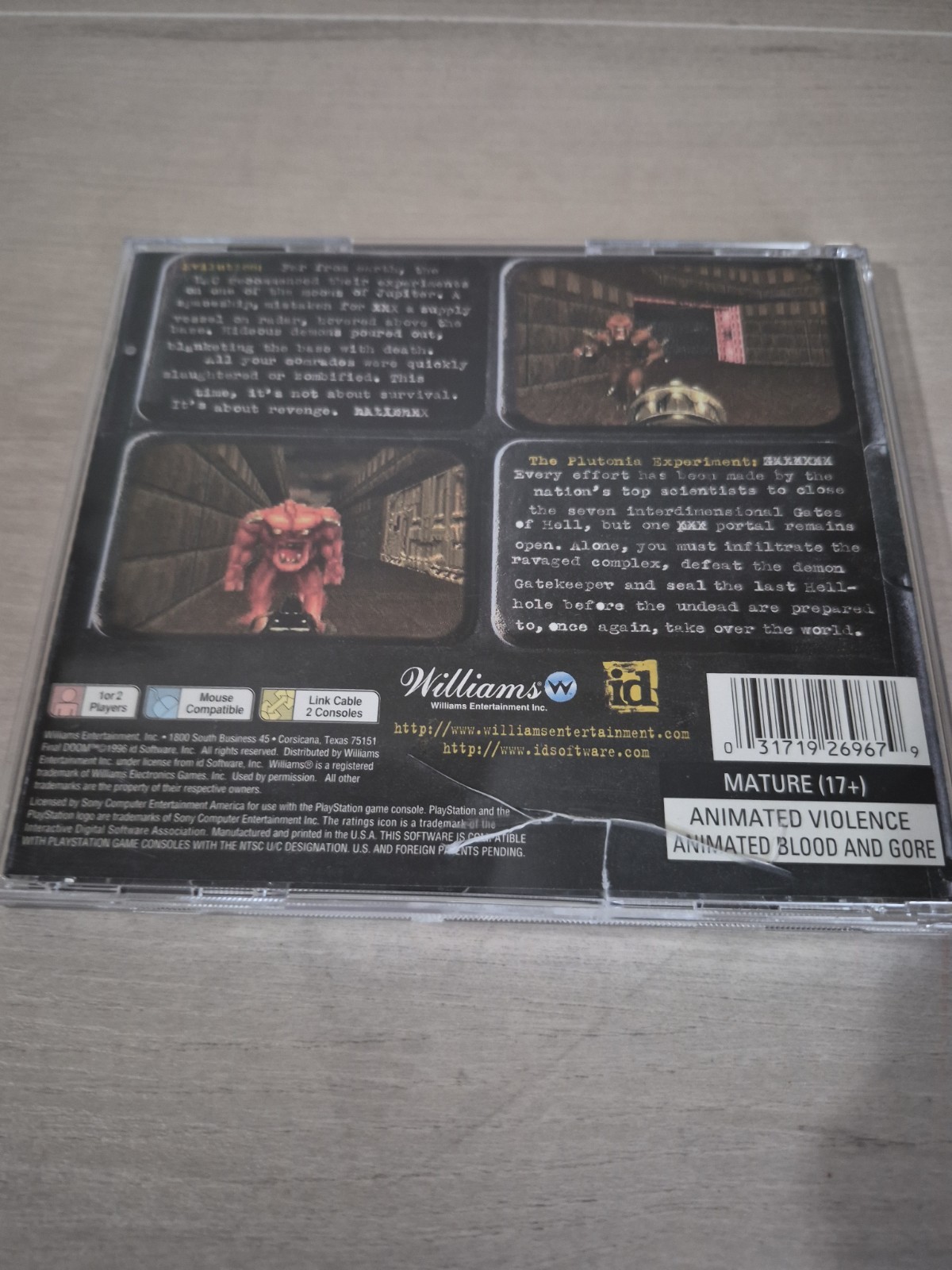 Final Doom (Sony PlayStation 1, 1996) PS1 Complete CIB with Manual Black Label M