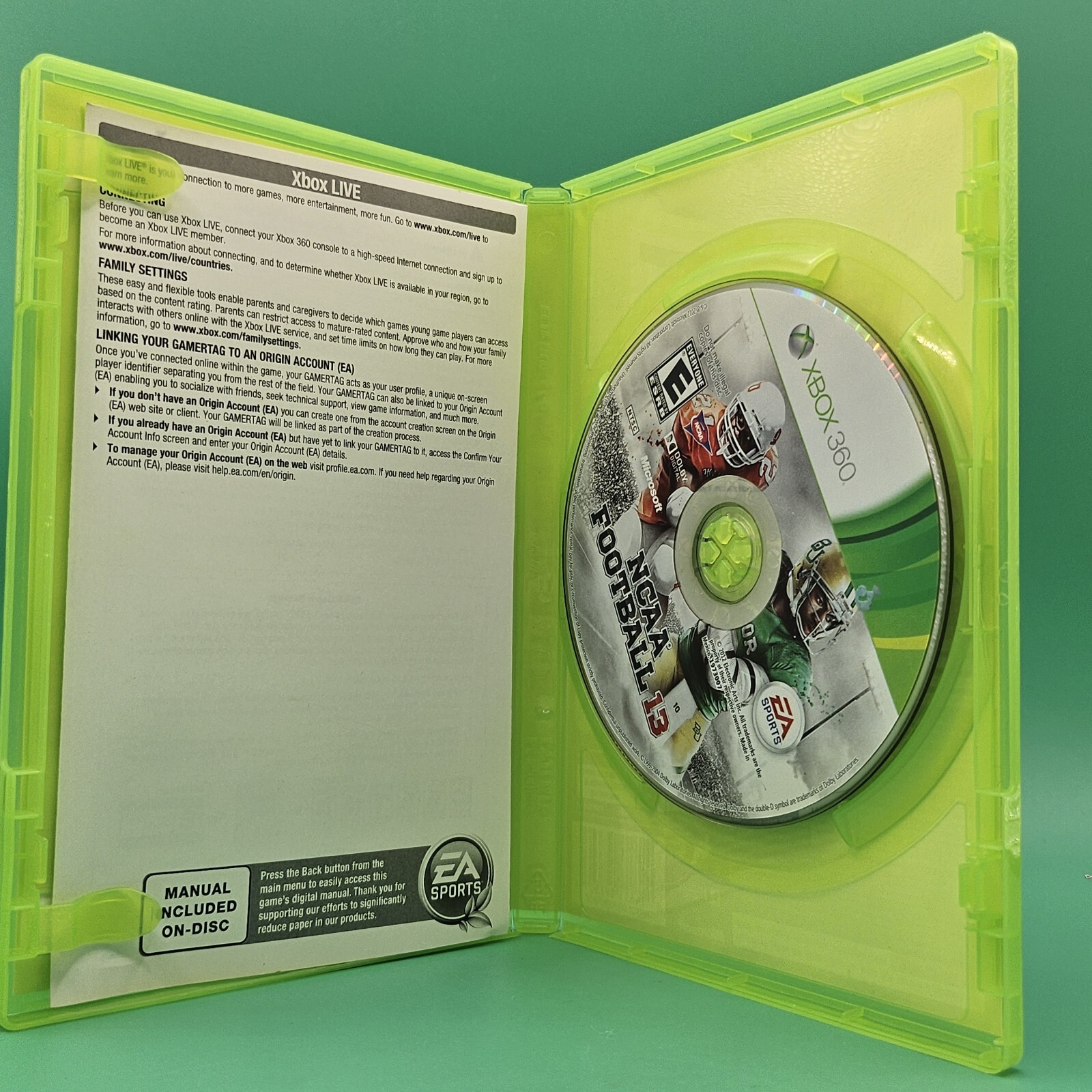NCAA Football 13 Microsoft Xbox 360 COMPLETE CIB – EXCELLENT ESPN Rare Sports