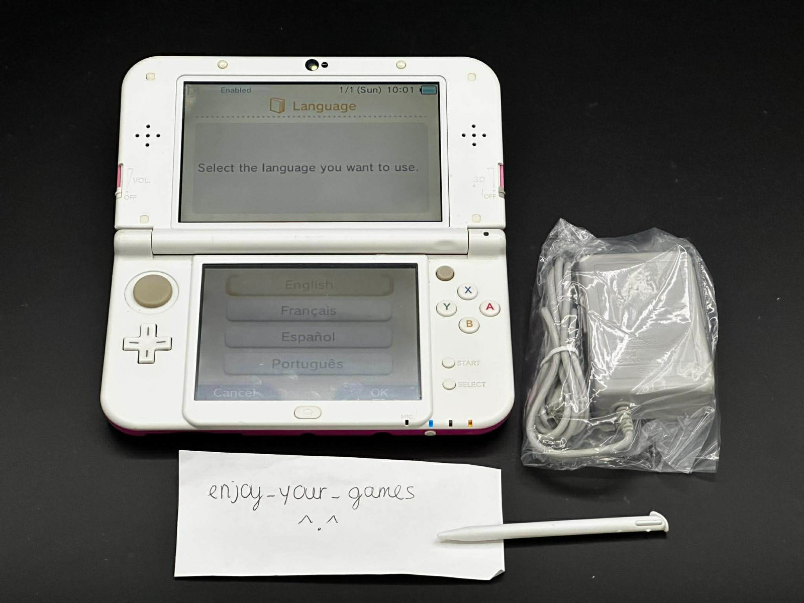 Nintendo New 3DS XL LL Pink White | English | Charger | USA Seller-SHIP IN 1-DAY
