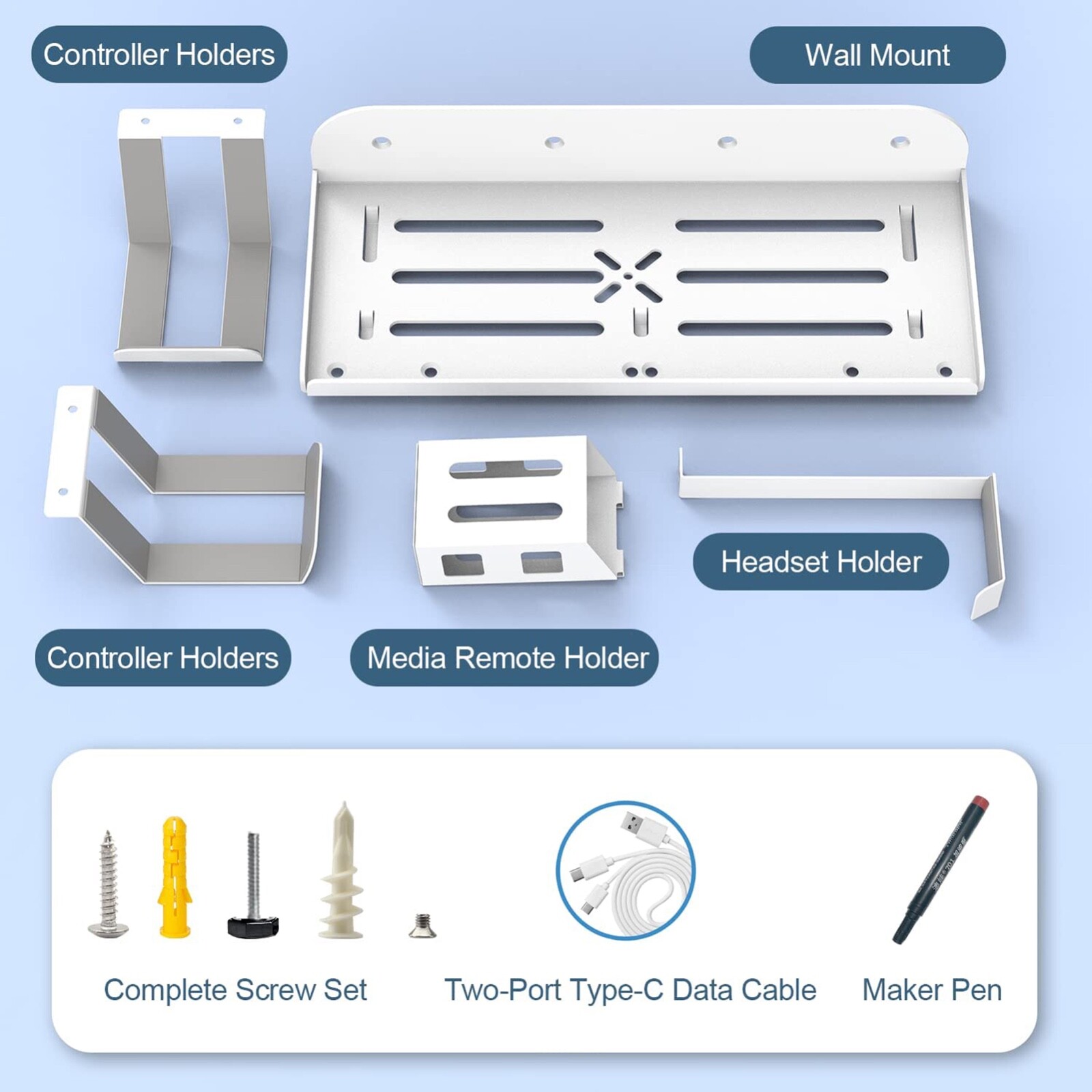 For PS5 Wall Mount Kit – 6 in 1 Wall Mount, Heavy Duty Metal Mount Holder NEW US