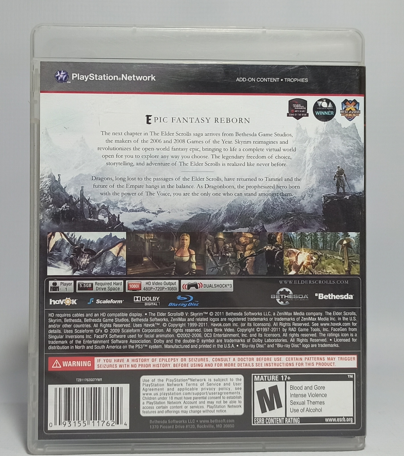 SONY PLAYSTATION 3 PS3 NTSC USA THE ELDER SCROLL V SKYRIM VIDEO GAME TESTED