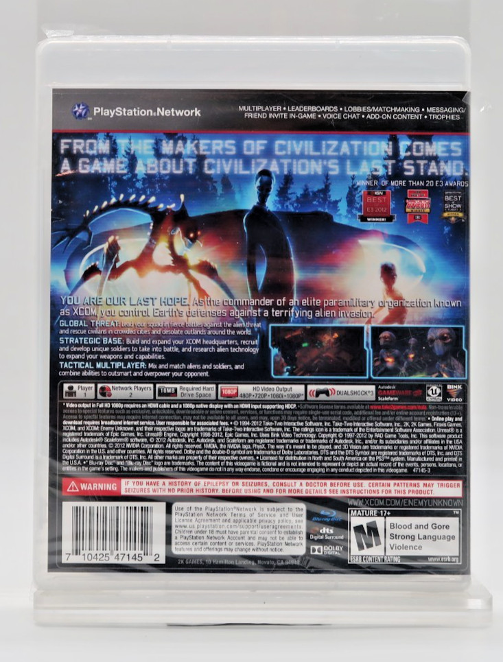 XCOM: Enemy Unknown (Sony PlayStation 3, 2012) Brand New Torn Plastic