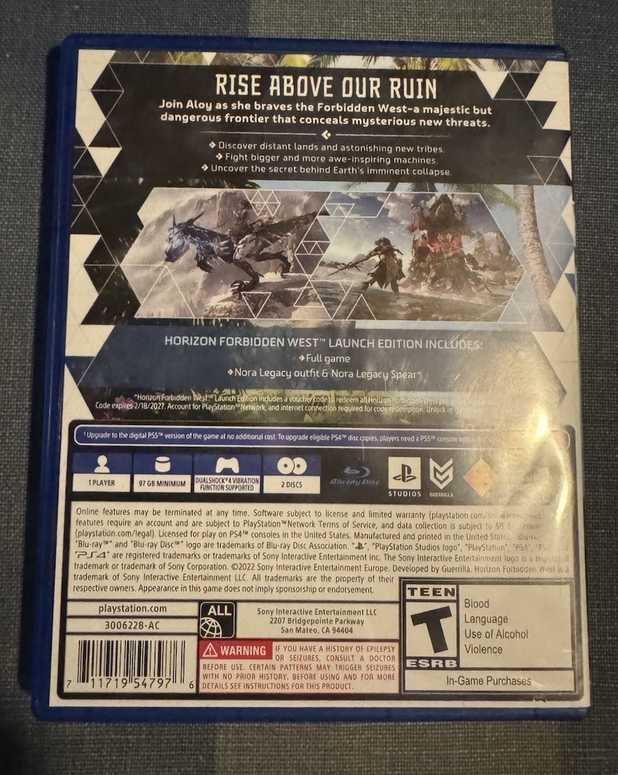 Horizon Forbidden West Launch Edition (2022) PS4 Game Discs w/ Case