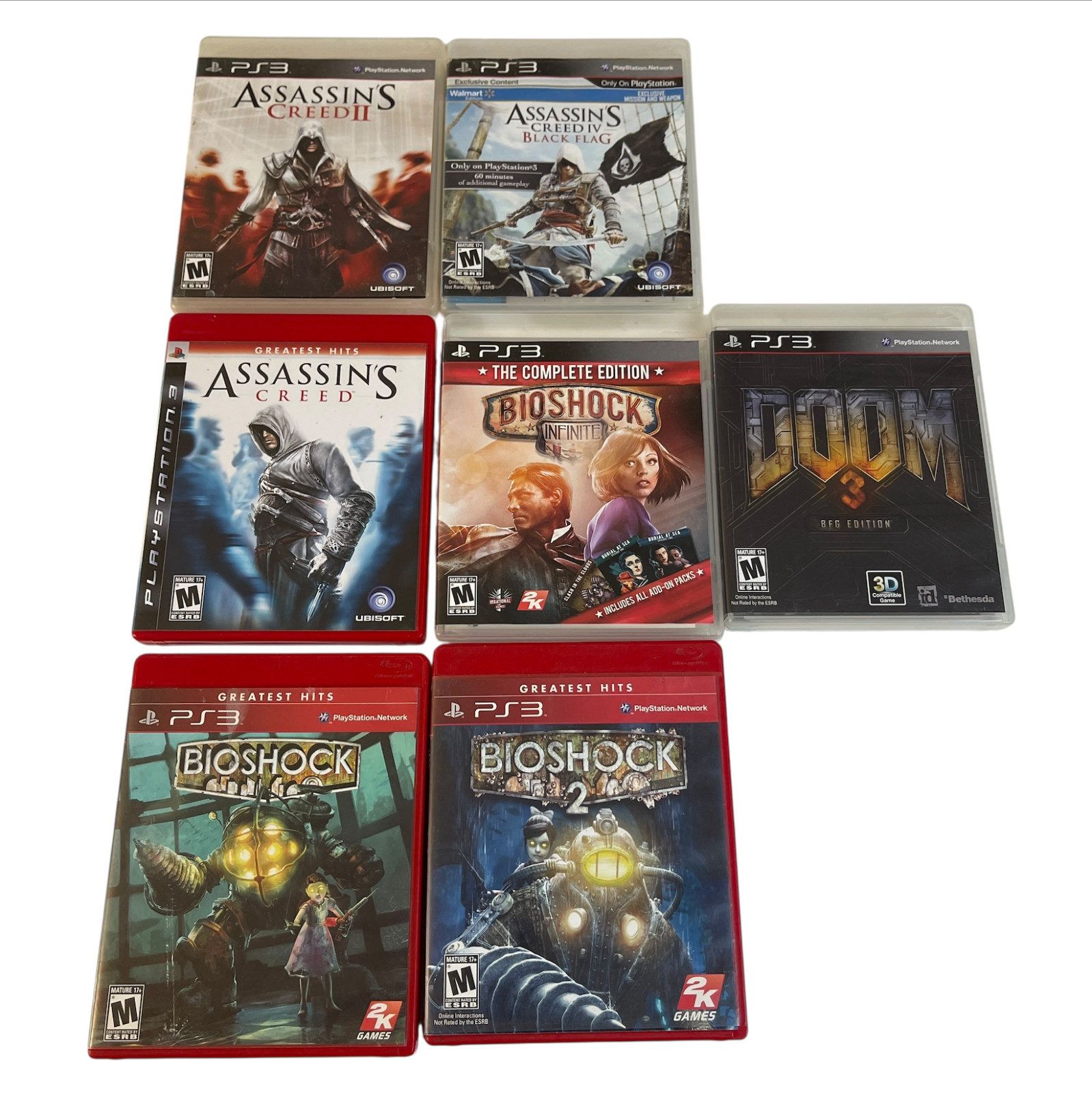 Playstation 3 PS3 7 Game Lot Bioshock Assassin’s Creed Doom 3 Tested Clean Discs