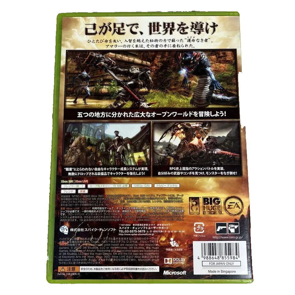 Kingdoms of Amalur Reckoning Microsoft Xbox 360 Spike Chunsoft Shipping from JP