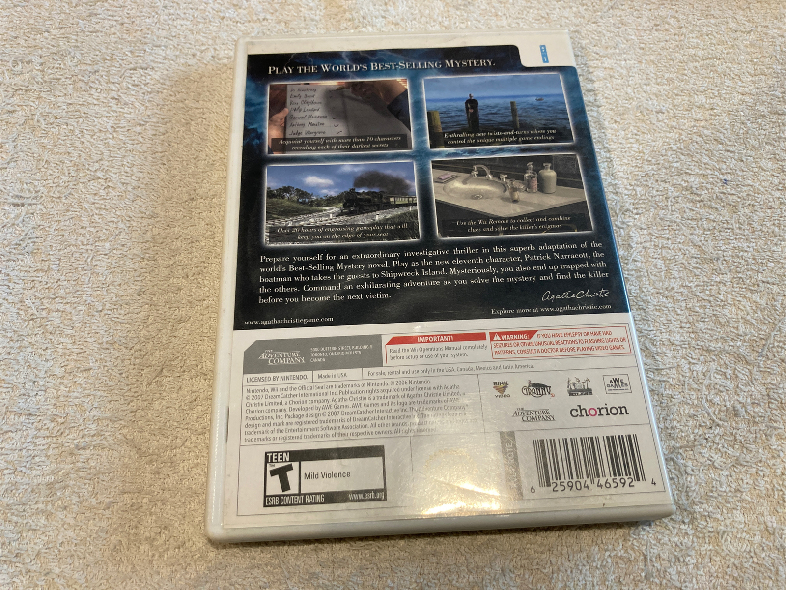 Agatha Christie: And Then There Were None (Nintendo Wii) Complete No Scratches