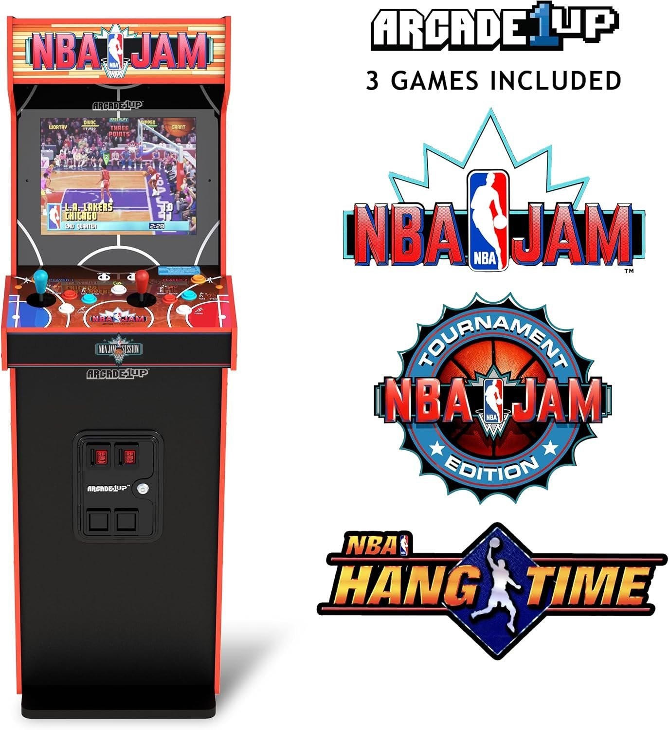 Arcade1Up NBA Jam Deluxe Arcade Machine WiFi 5ft Tall 2-Player Cabinet 3 Games